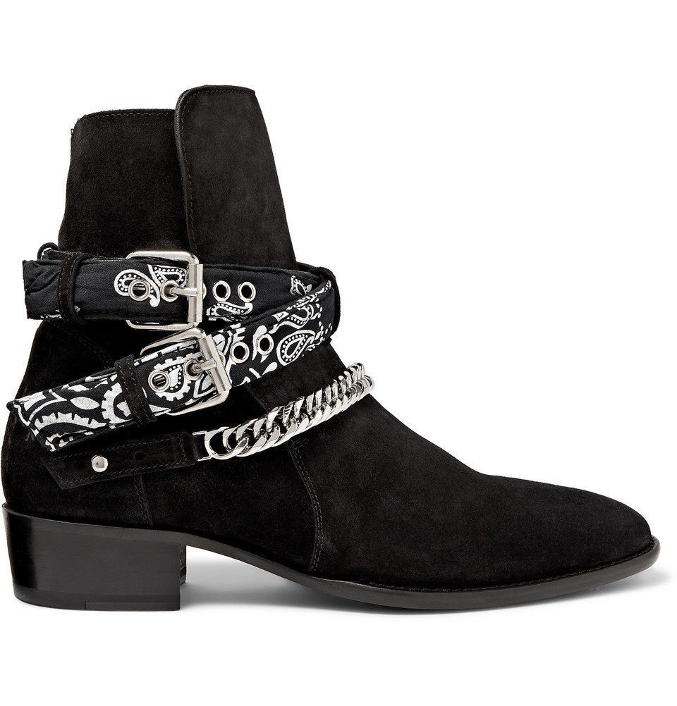 o1y0525 Leather Buckle Ankle Boots in Black