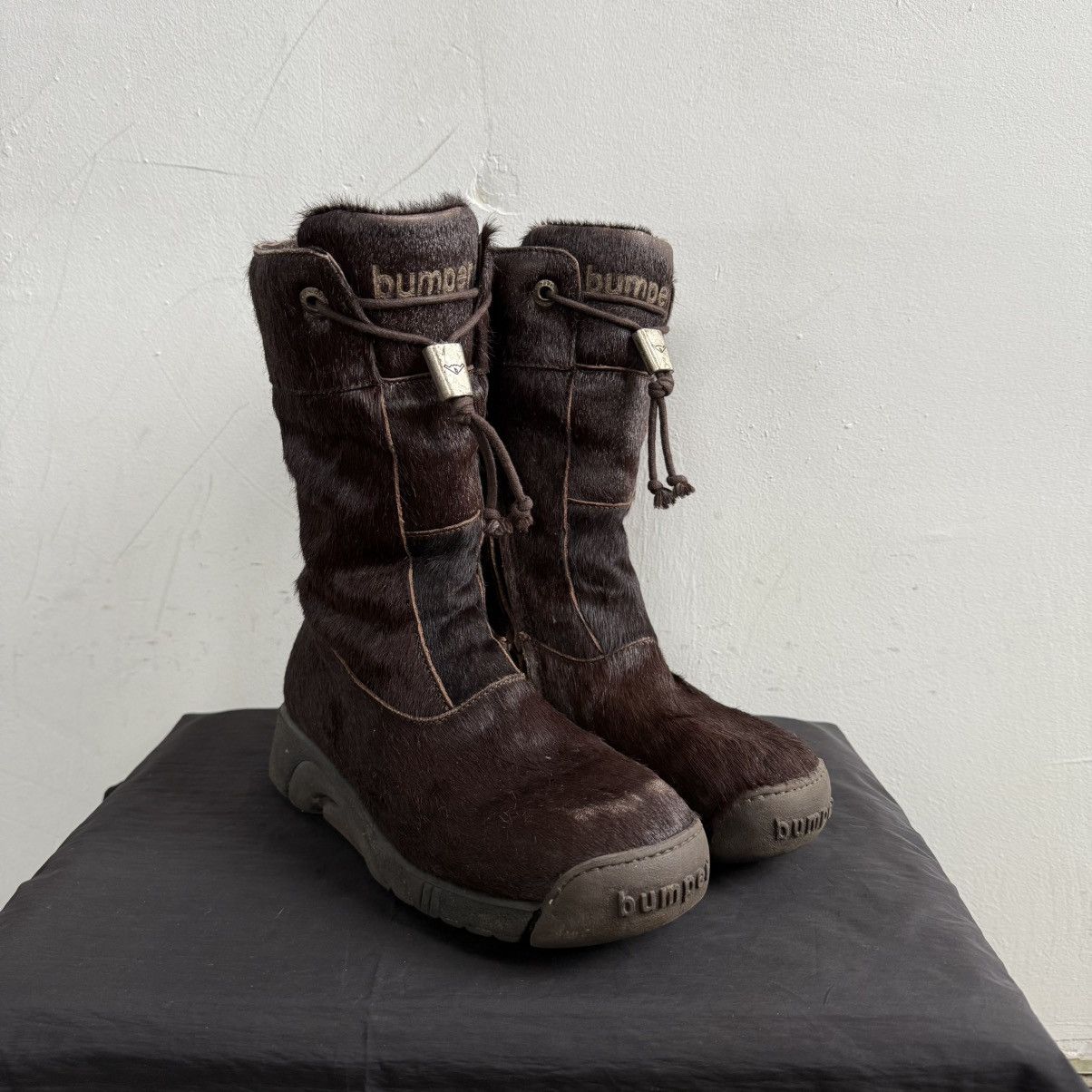 Japanese Brand Y2K Bupmer Italy Pony Fur Brown Lace Up Fairy Boots Size US 6 / IT 36 - 2 Thumbnail