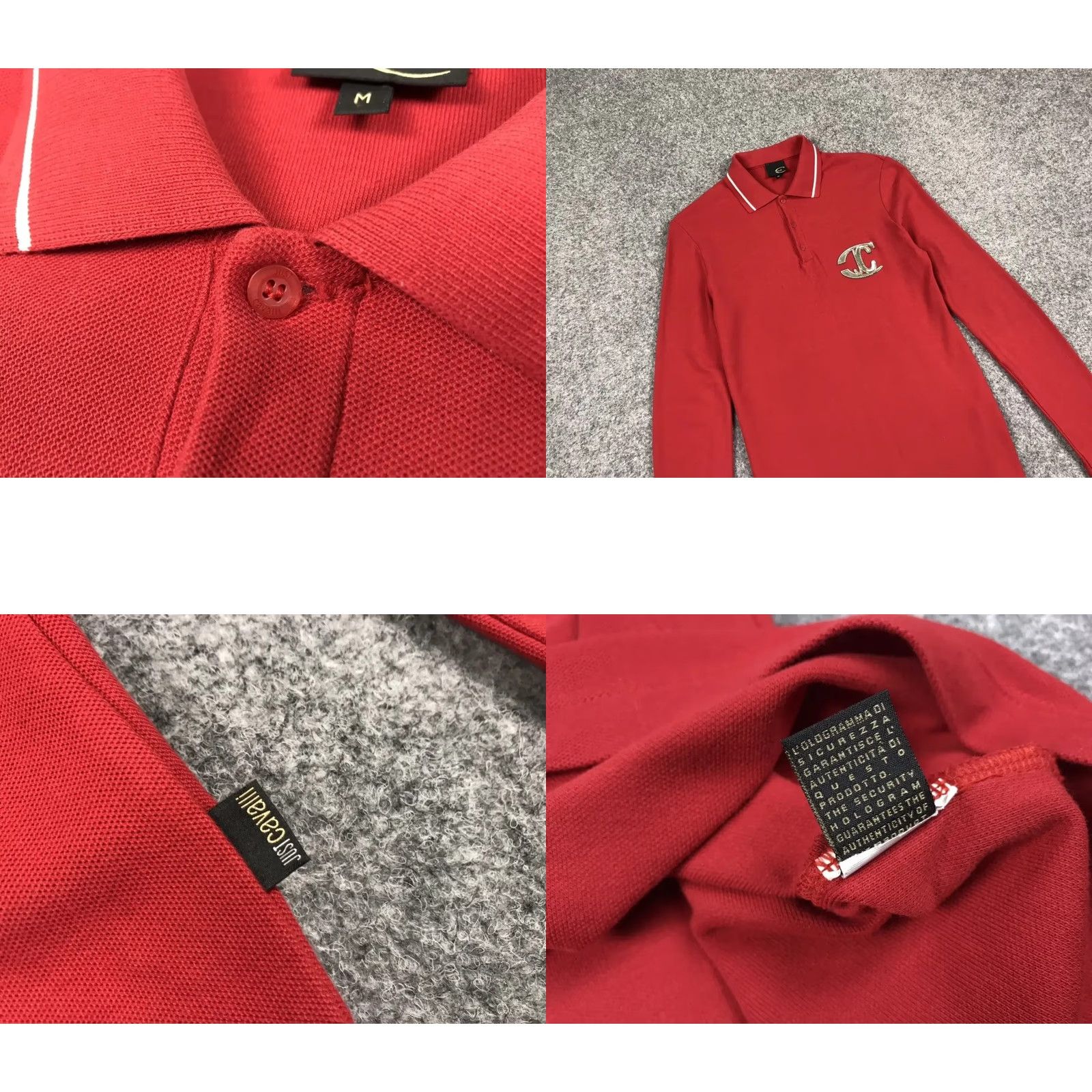 Roberto Cavalli Roberto Cavalli Mens Shirt Red Long Sleeve Logo Vintage Design Just gold logo Size US M / EU 48-50 / 2 - 8 Thumbnail