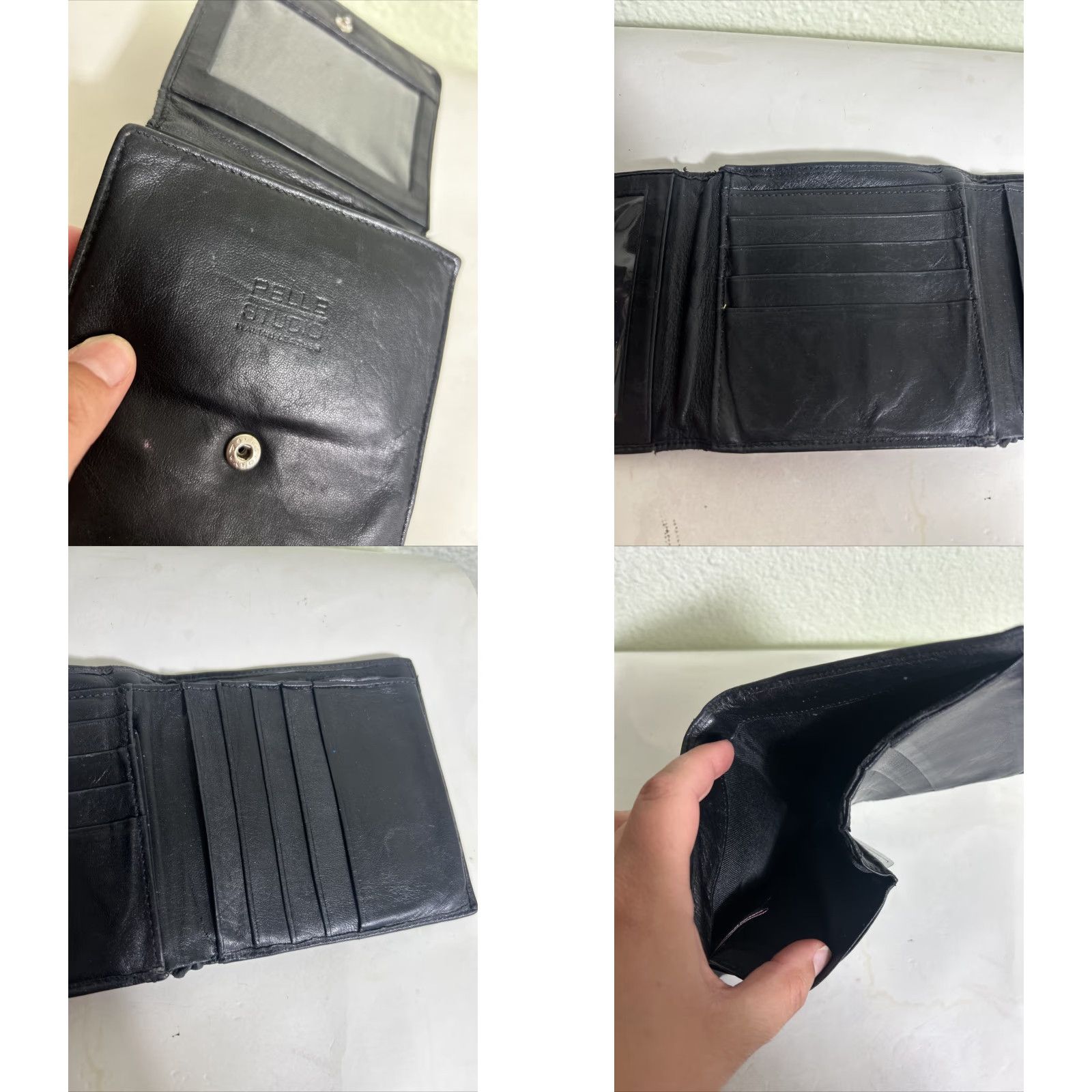 Vintage VINTAGE Pelle Studios Black Leather Trifold Snap Wallet Coin Purse Women 5x4.5x1 Wilsons Leather Size ONE SIZE - 9 Thumbnail
