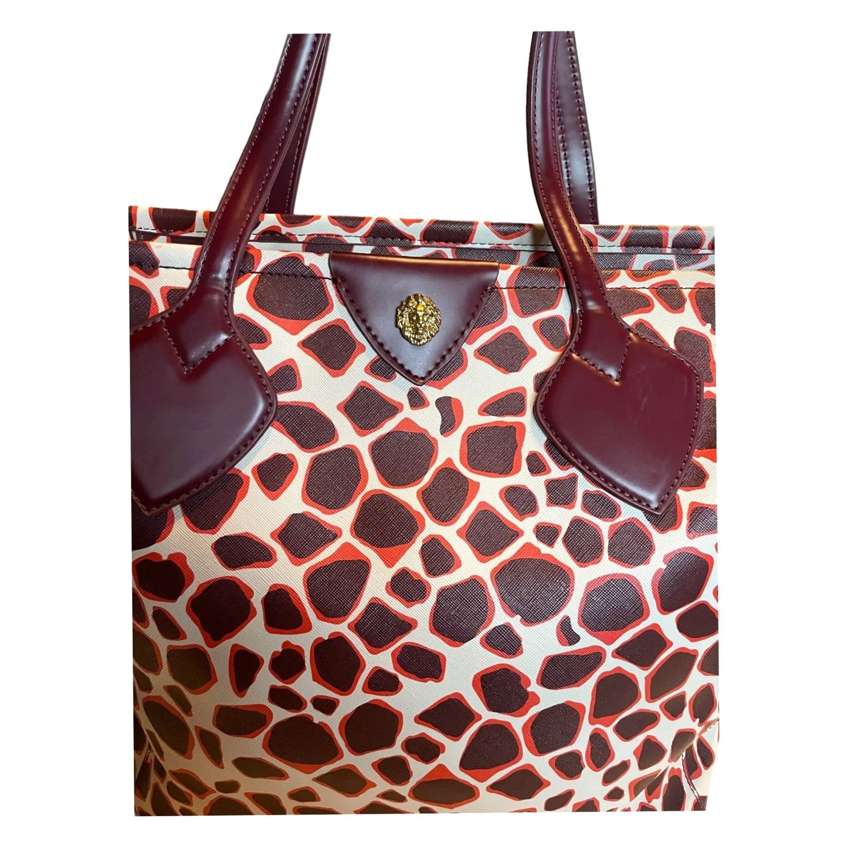Anne Klein VINTAGE Anne Klein Giraffe Print Large Purse Shoulder Bag Brown Tote Women Size ONE SIZE - 2 Thumbnail