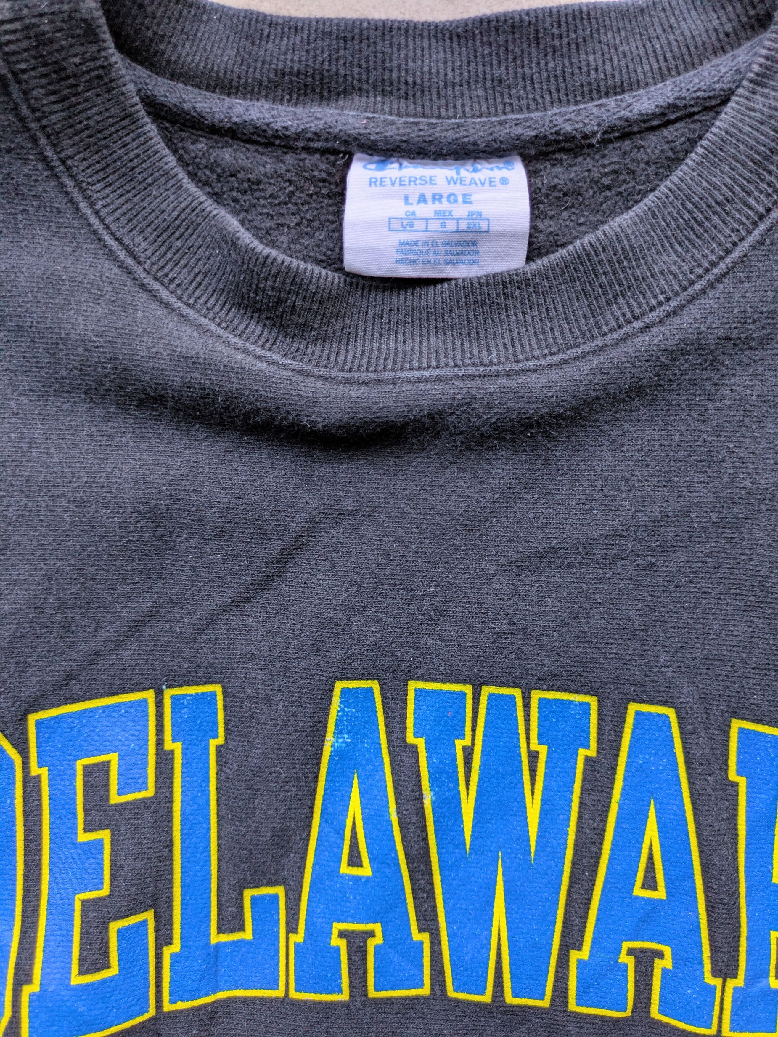 Champion Delaware Fightin Blue Hens 90s REVERSE WEAVE L black vtg Size US L / EU 52-54 / 3 - 3 Thumbnail