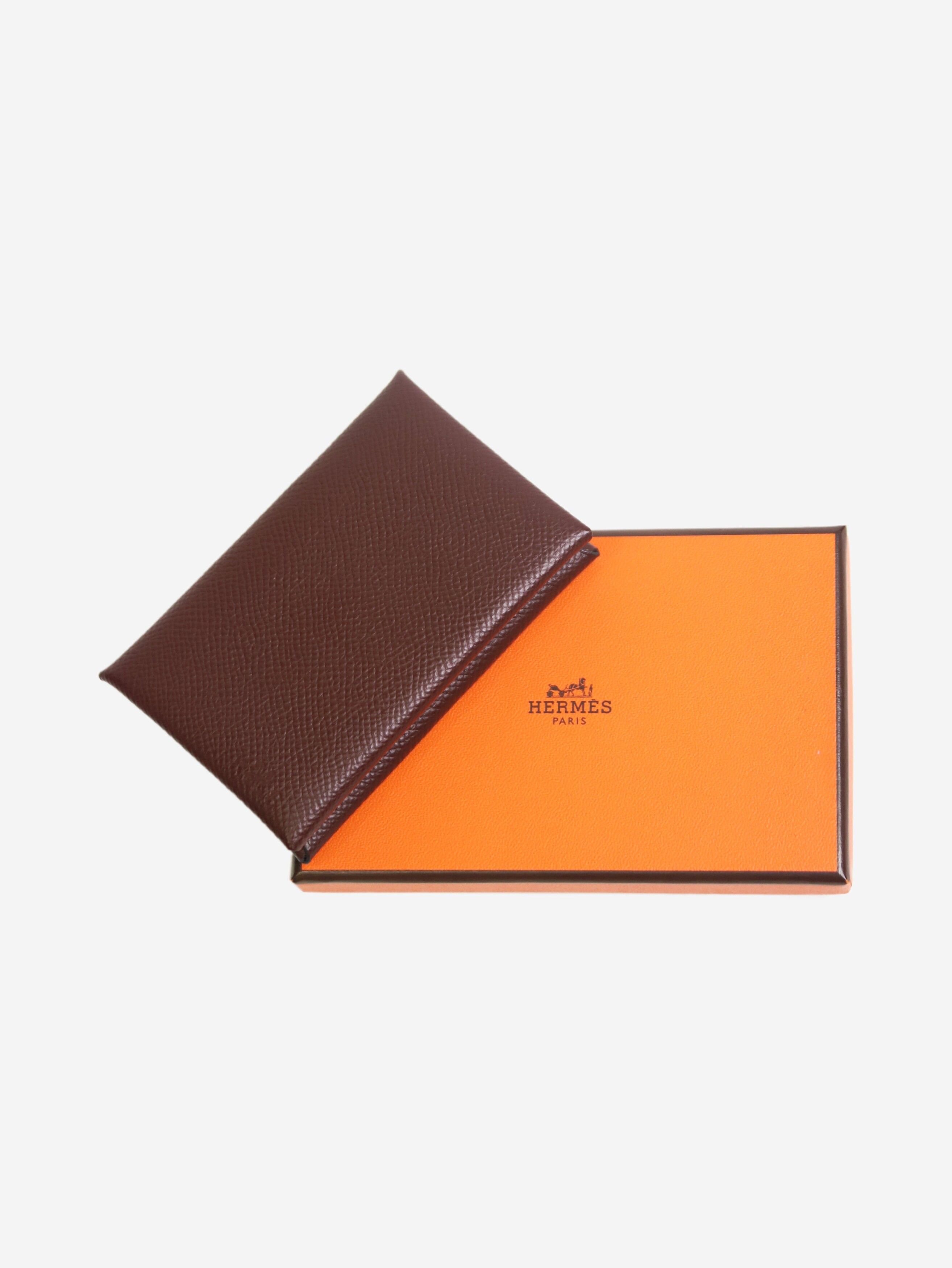 image of Hermes Brown Leather Cardholder, Women's