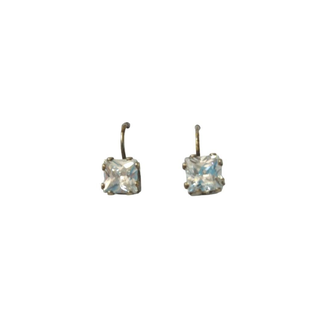 The Unbranded Brand Princess Cut CZ Cubic Zirconia Hook Earrings Sterling Silver Size ONE SIZE - 3 Thumbnail