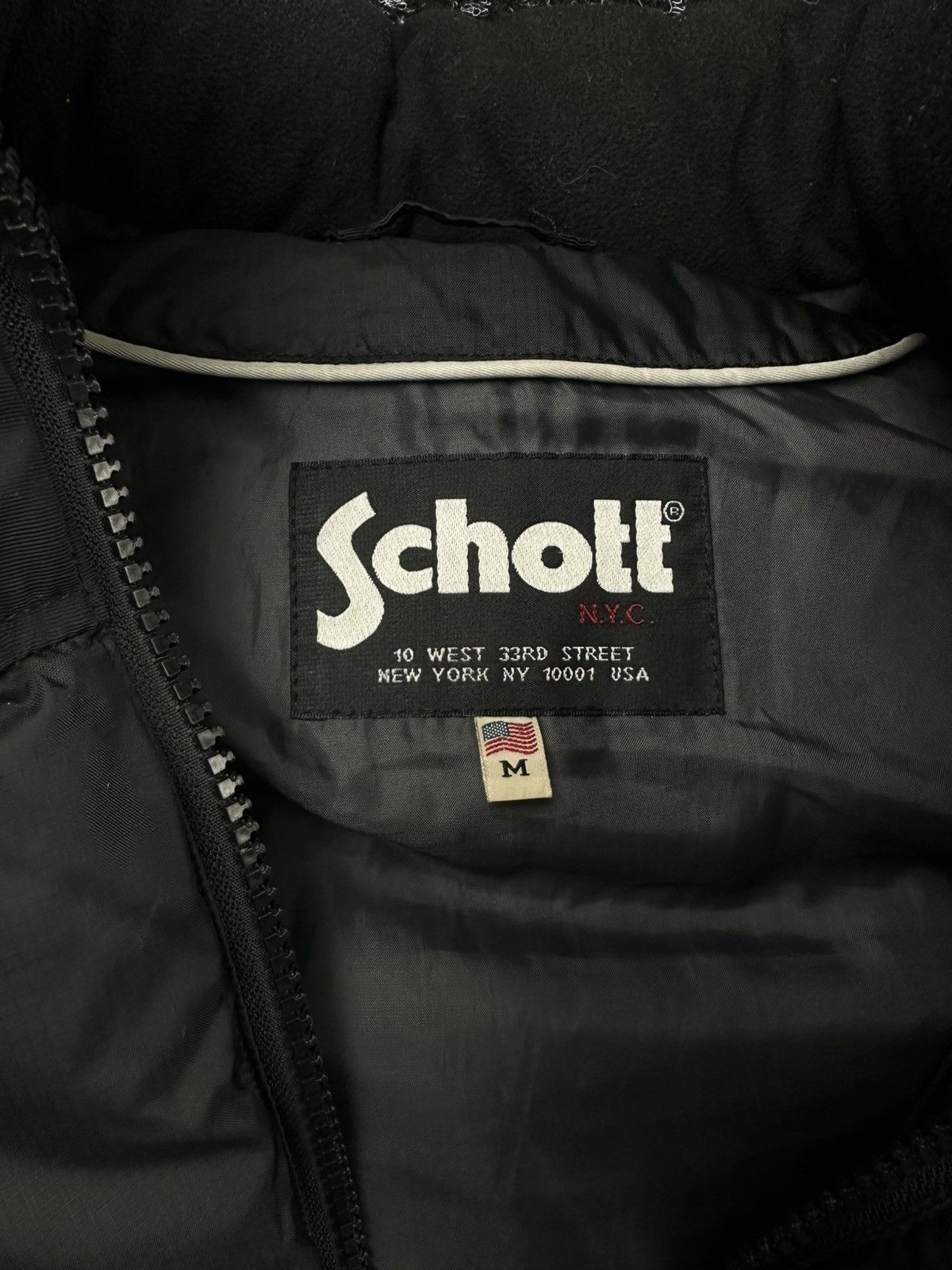 Schott Vintage 90s Schott N.Y.C. PUFFER NYLON BLACK VEST Size US M / EU 48-50 / 2 - 5 Thumbnail