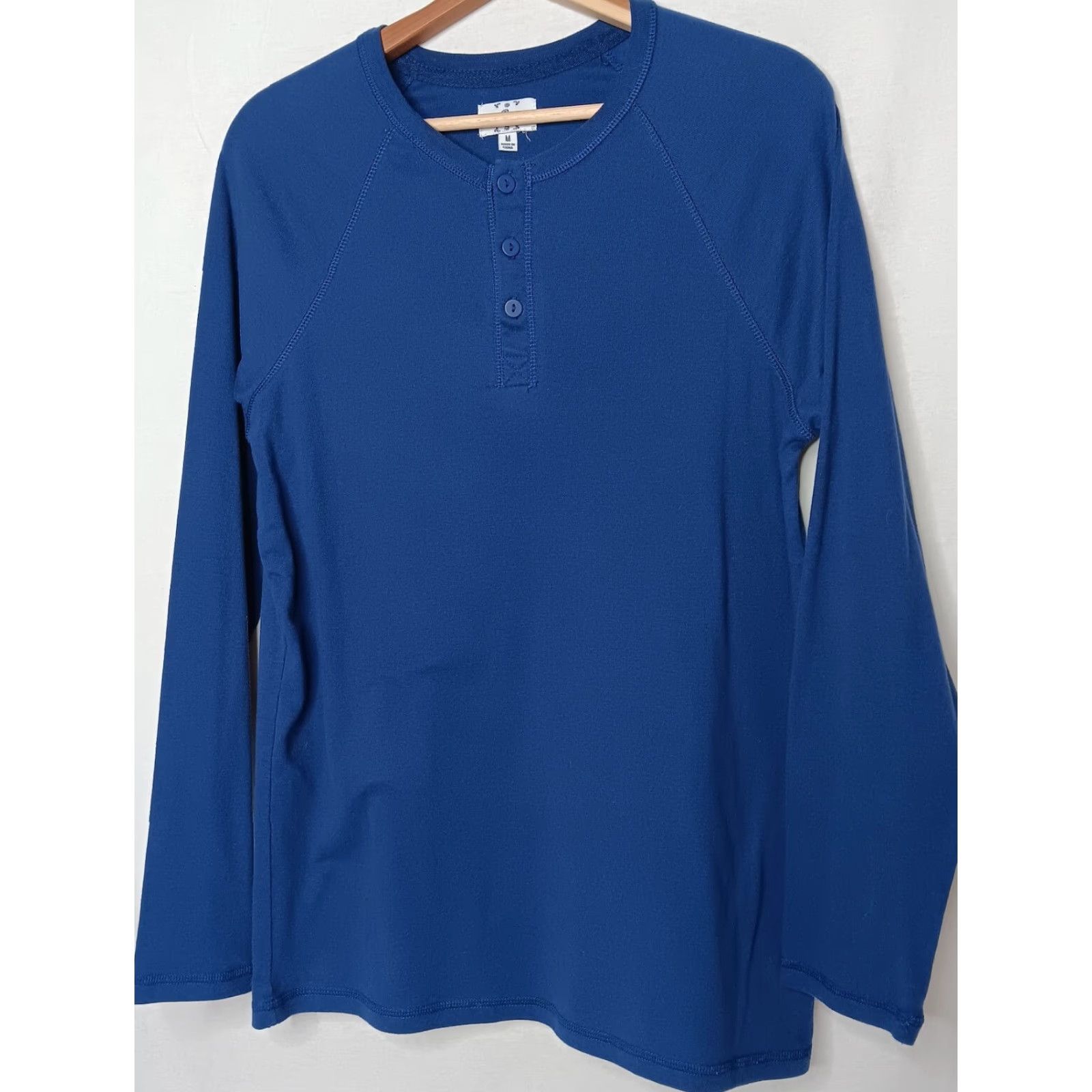 Vintage Lanz of Salzburg Shirt Women M Long Sleeve Henley Button Blue Cotton Blend Knit Casual Classic Comfort Fall Winter Spring Size M / US 6-8 / IT 42-44 - 2 Thumbnail