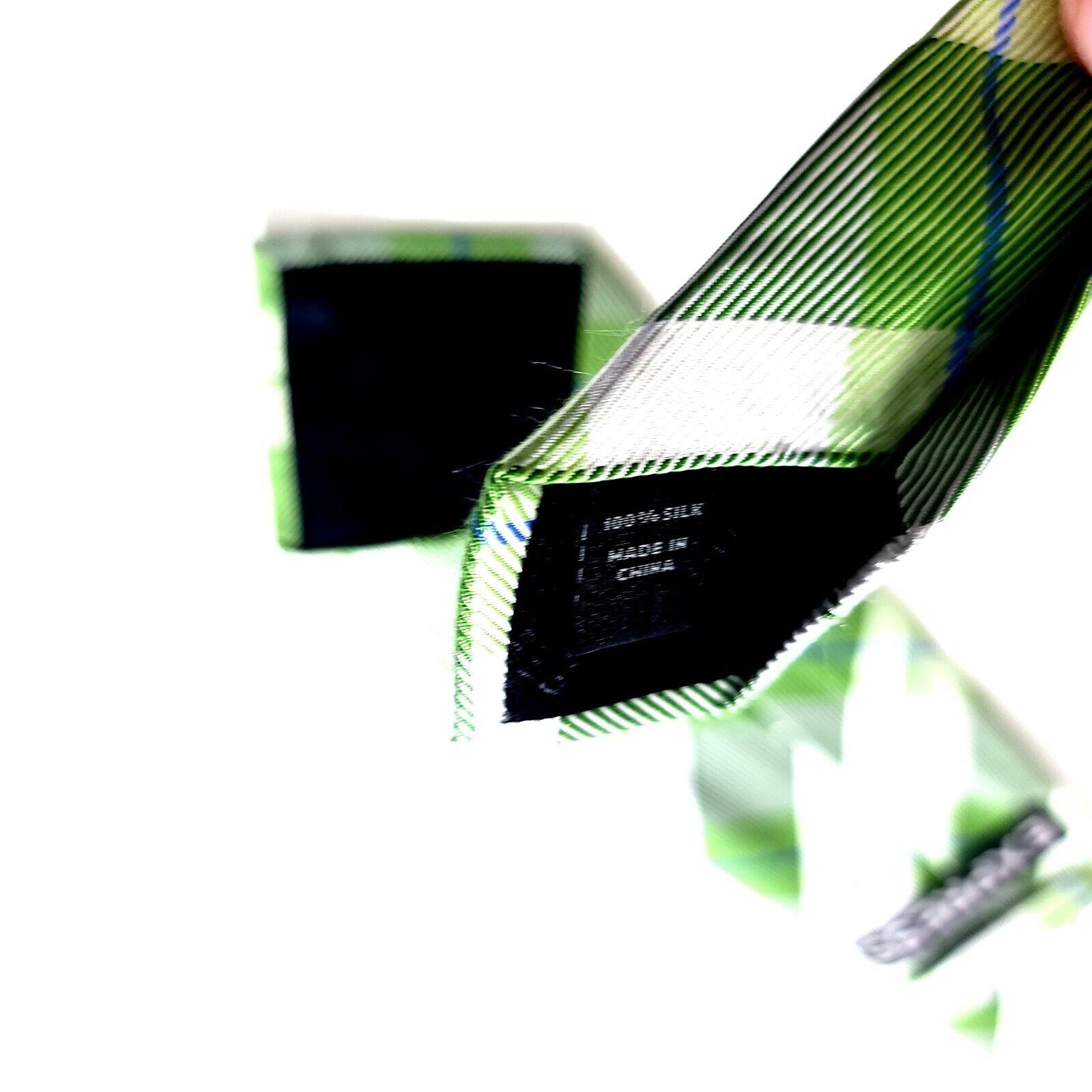 Express Express Woven Green Blue White Plaid Silk Tie Size ONE SIZE - 5 Thumbnail