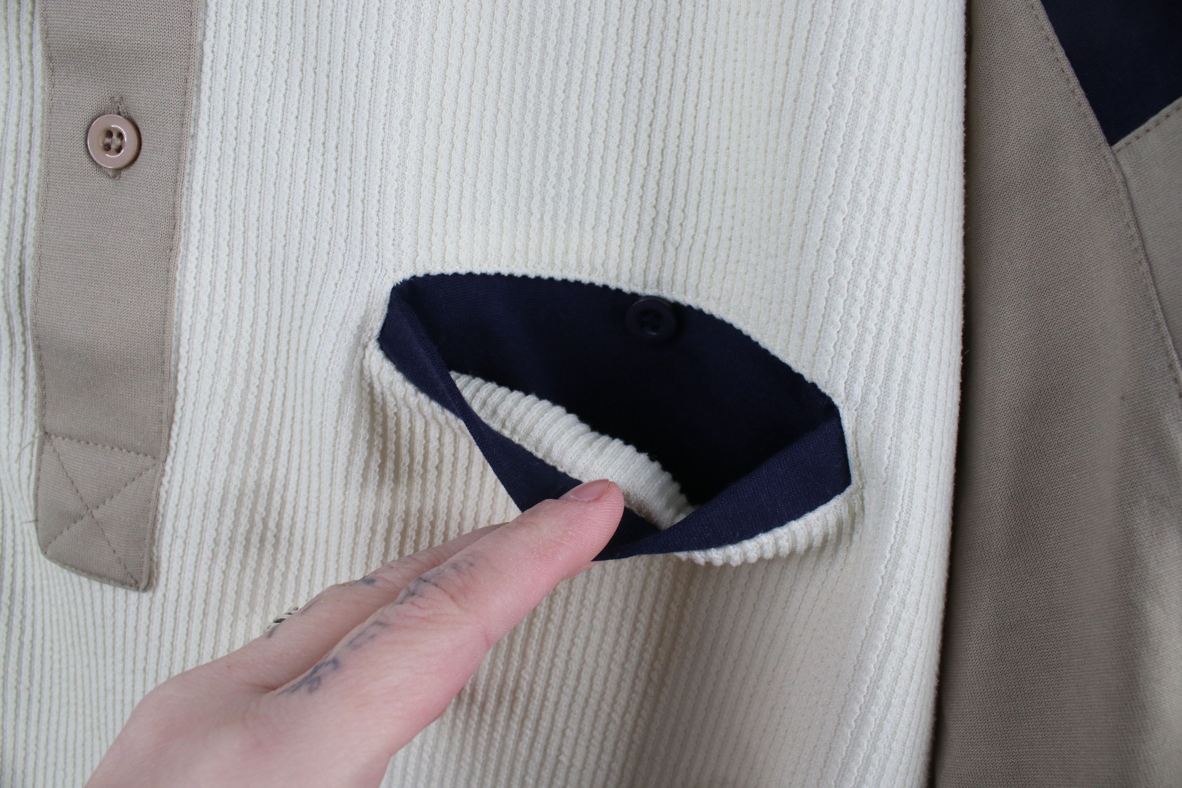 Vintage Vintage 90s Streetwear Block Ribbed Knit Pullover Polo Shirt Size US L / EU 52-54 / 3 - 4 Thumbnail