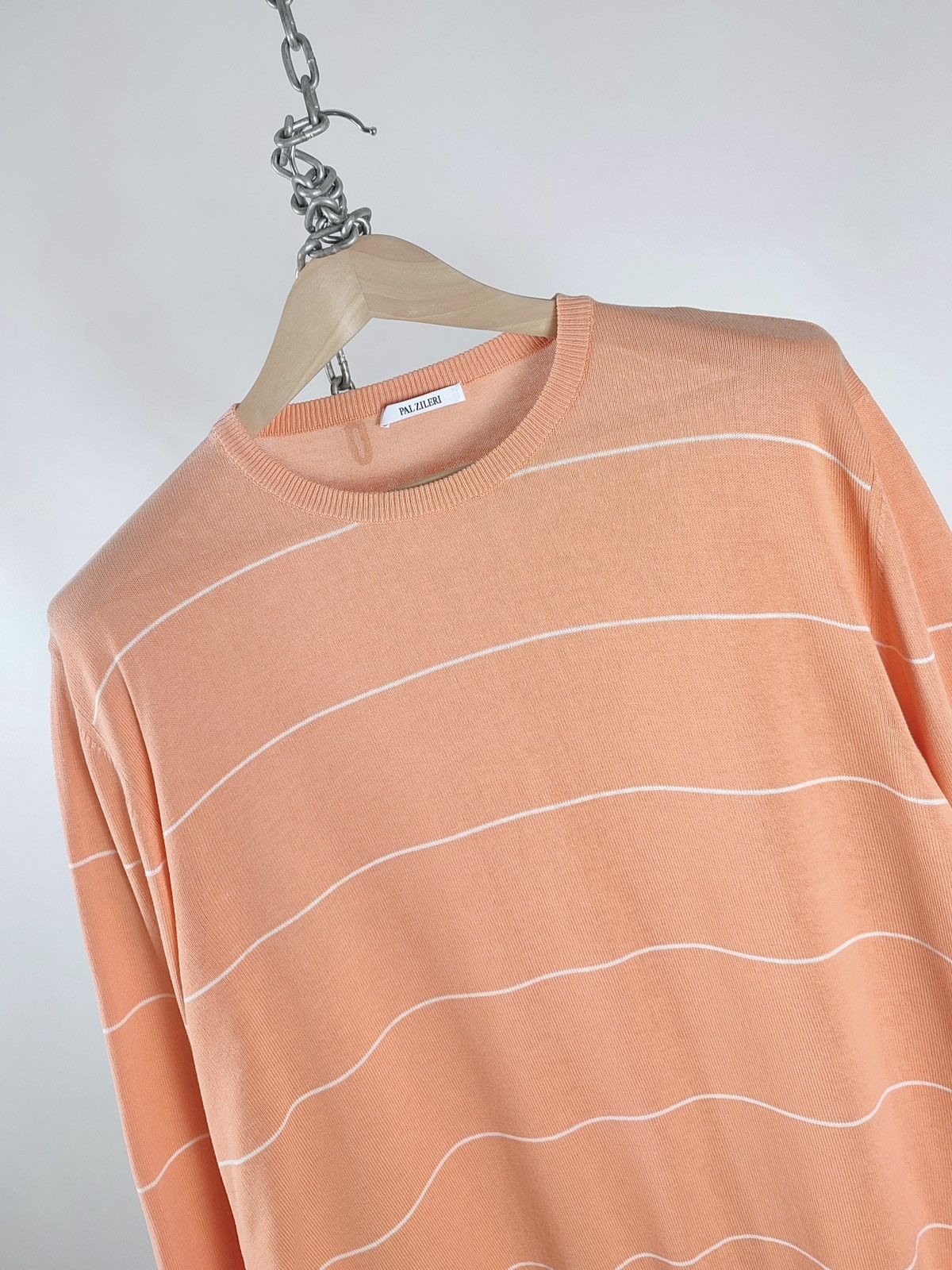 Pal Zileri Pal Zileri Striped Knitted Cotton Coral Jumper Size US XL / EU 56 / 4 - 5 Thumbnail