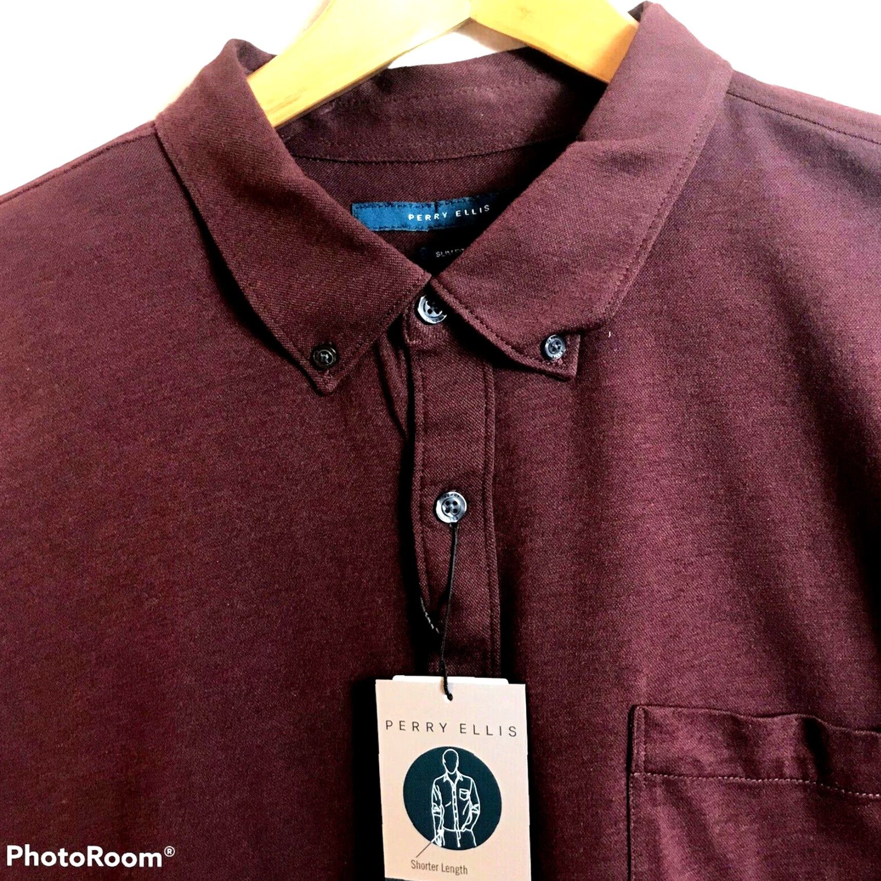Perry Ellis Perry Ellis The Untucked Shirt Mens Slim Fit Moisture Wicking Knit Button-Up XXL Brown Sassafras 100% Cotton Casual Size US XXL / EU 58 / 5 - 2 Thumbnail