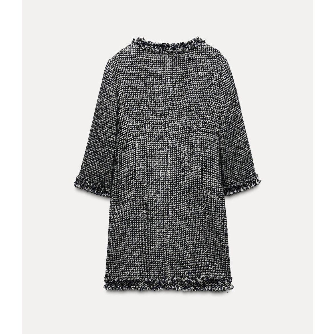 Zara ZARA Gray Wool-Blend Textured Mini Dress NWT Size L / US 10 / IT 46 - 13 Thumbnail
