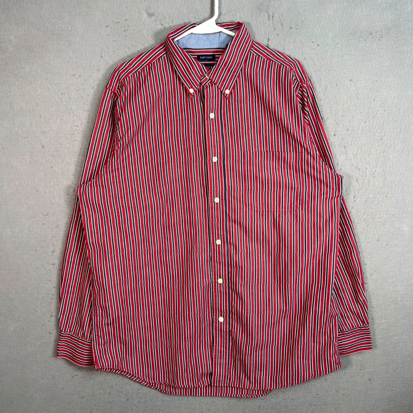 Chaps Chaps Shirt Mens Large L Button-Down Red & Blue Striped Long Sleeve Casual Cotton Polyester Woven Classic 90s? (Note: 90s not in original) Size US L / EU 52-54 / 3 - 2 Thumbnail