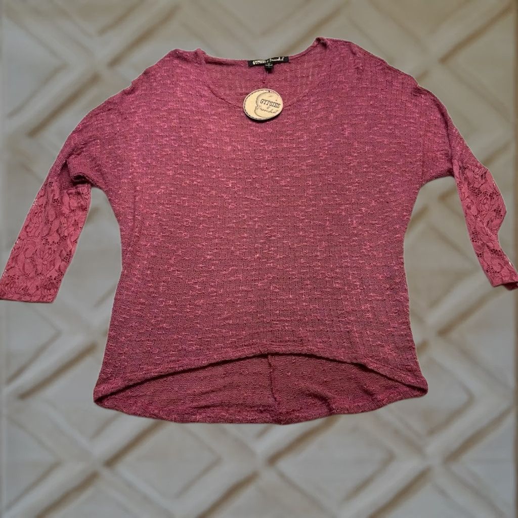 Vintage Gypsies & Moondust Pink Knit Long Sleeve Sweater - Size L Size L / US 10 / IT 46 - 1 Thumbnail