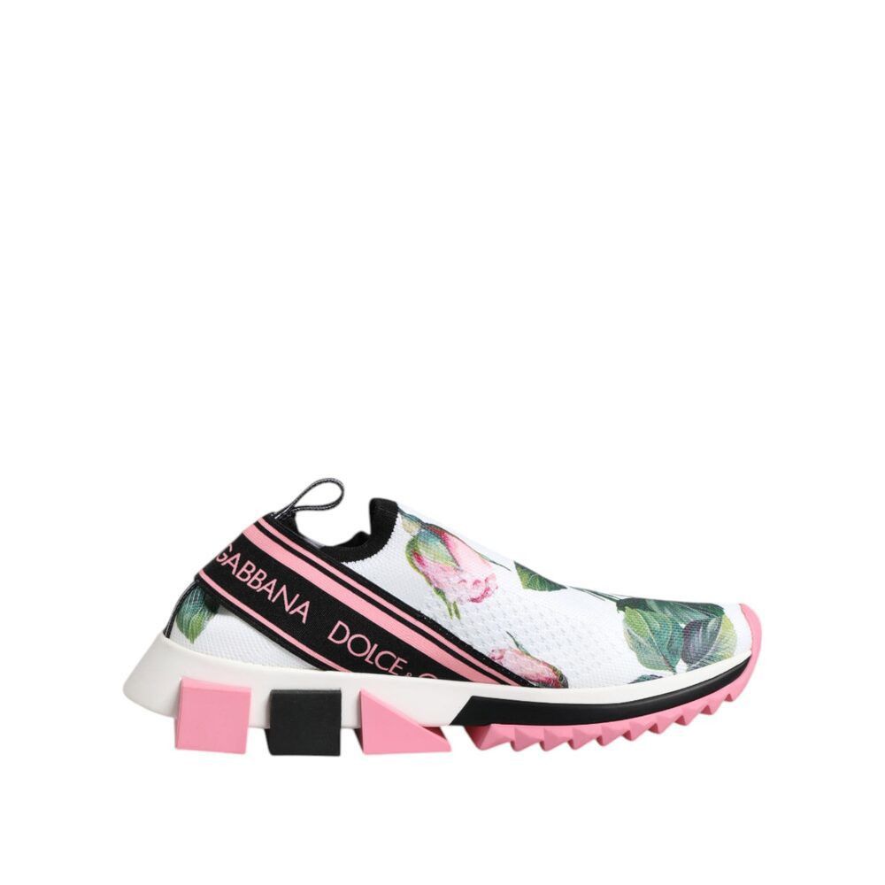 Dolce & Gabbana Dolce & Gabbana White Rose Print Sorrento Sneakers Shoes Size US 6 / IT 36 - 7 Thumbnail