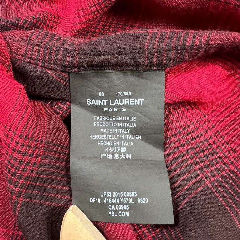 Yves Saint Laurent Saint Laurent 16ss Destroy Fringed Red Plaid Shirt 2502-Nex Size US XS / EU 42 / 0 - 4 Thumbnail