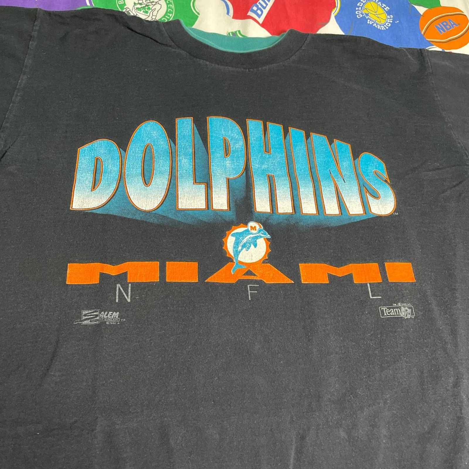 NFL × Salem Sportswear × Vintage Vintage 1992 Salem NFL Miami Dolphins Logo Football Tee Size US XL / EU 56 / 4 - 3 Thumbnail