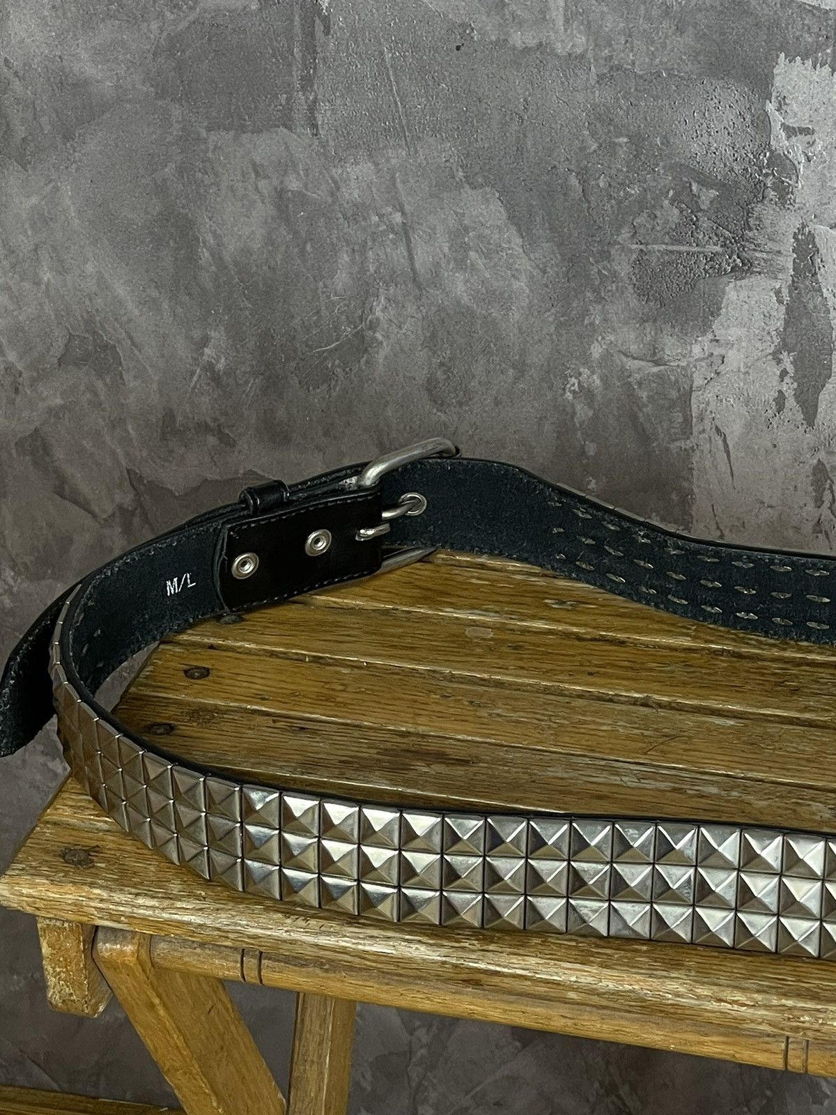 Japanese Brand × Vintage Steel Leather Studded Grunge Y2K Punk Retro Belt Size ONE SIZE - 5 Thumbnail