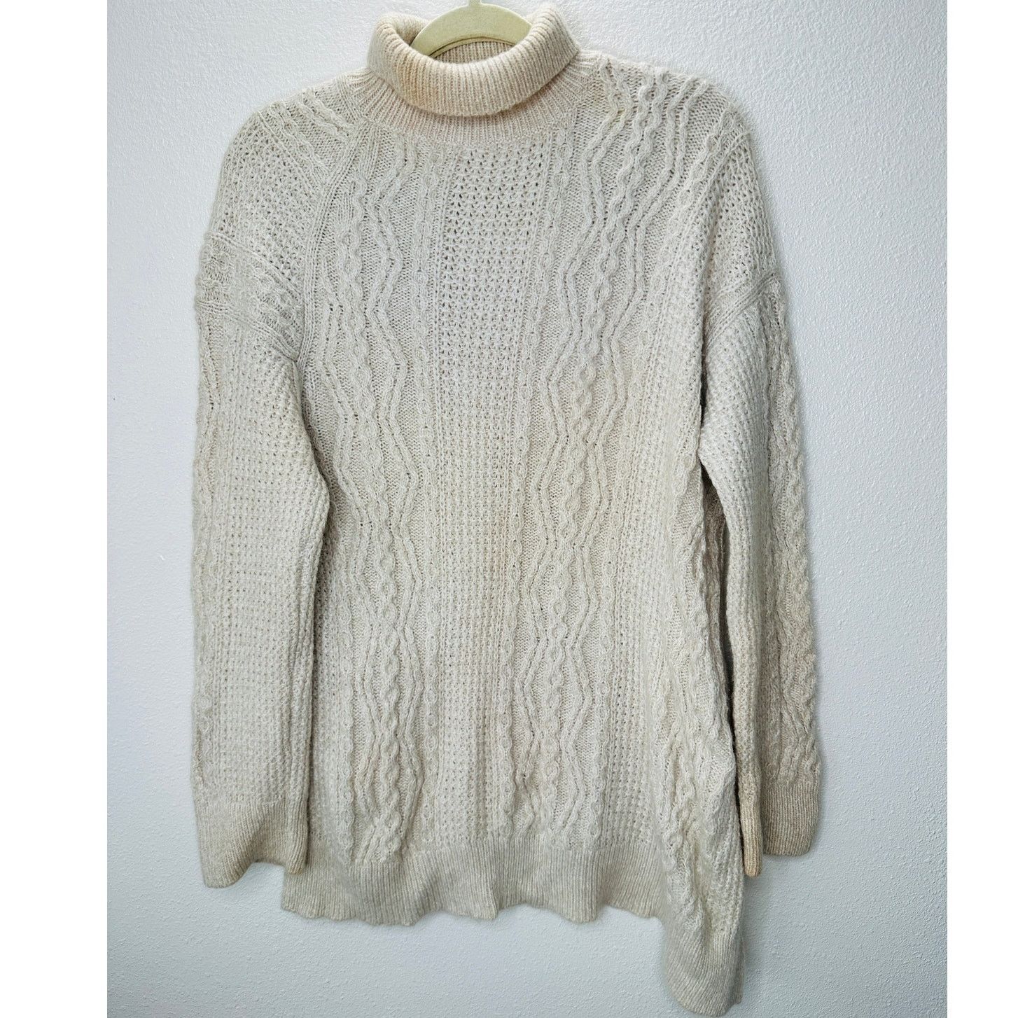 Vince Vince Cream Chunky Knit Long Sleeve Mock Neck Sweater L Size L / US 10 / IT 46 - 1 Thumbnail