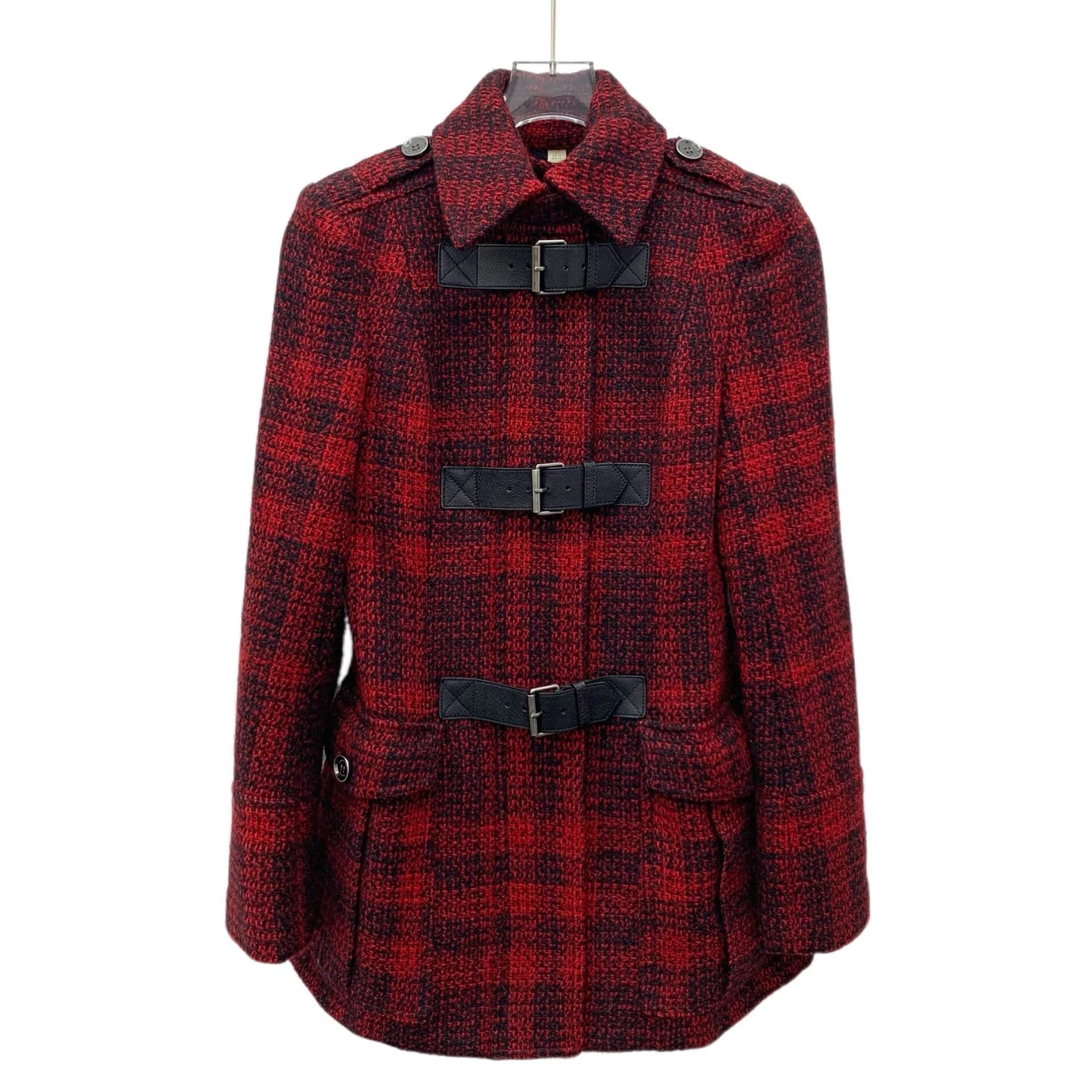 Burberry Burberry Wool Plaid Red Coat S Women Size S / US 4 / IT 40 - 1 Thumbnail