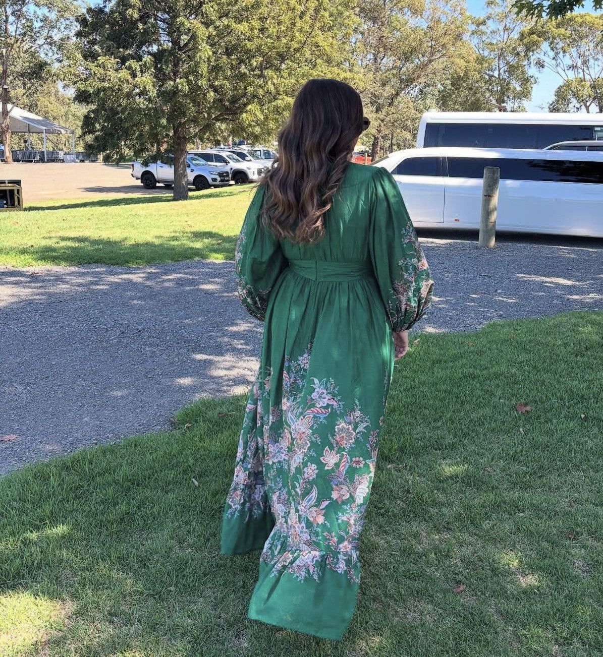Zimmermann ZIMMERMANN RHIANNON PLUNGE MAXI DRESS GREEN MULTI PAISLEY Size L / US 10 / IT 46 - 12 Thumbnail