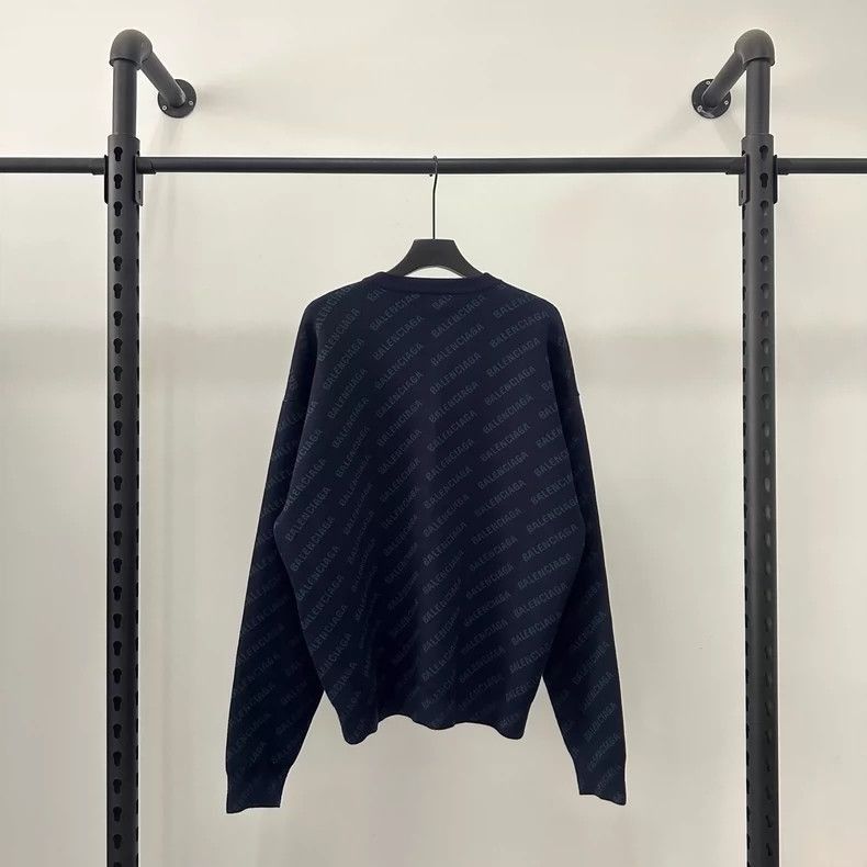 Balenciaga Balenciaga Balenciaga Logo Print Sweater in Navy Blue-2506 Size US M / EU 48-50 / 2 - 2 Thumbnail