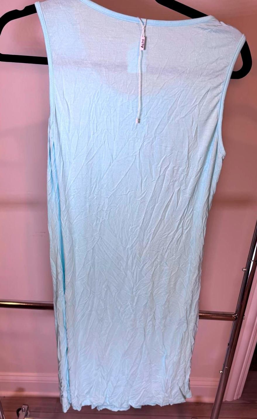 Designer Light Blue Sleeveless Swim Coverup- Size Large Size ONE SIZE - 2 Thumbnail