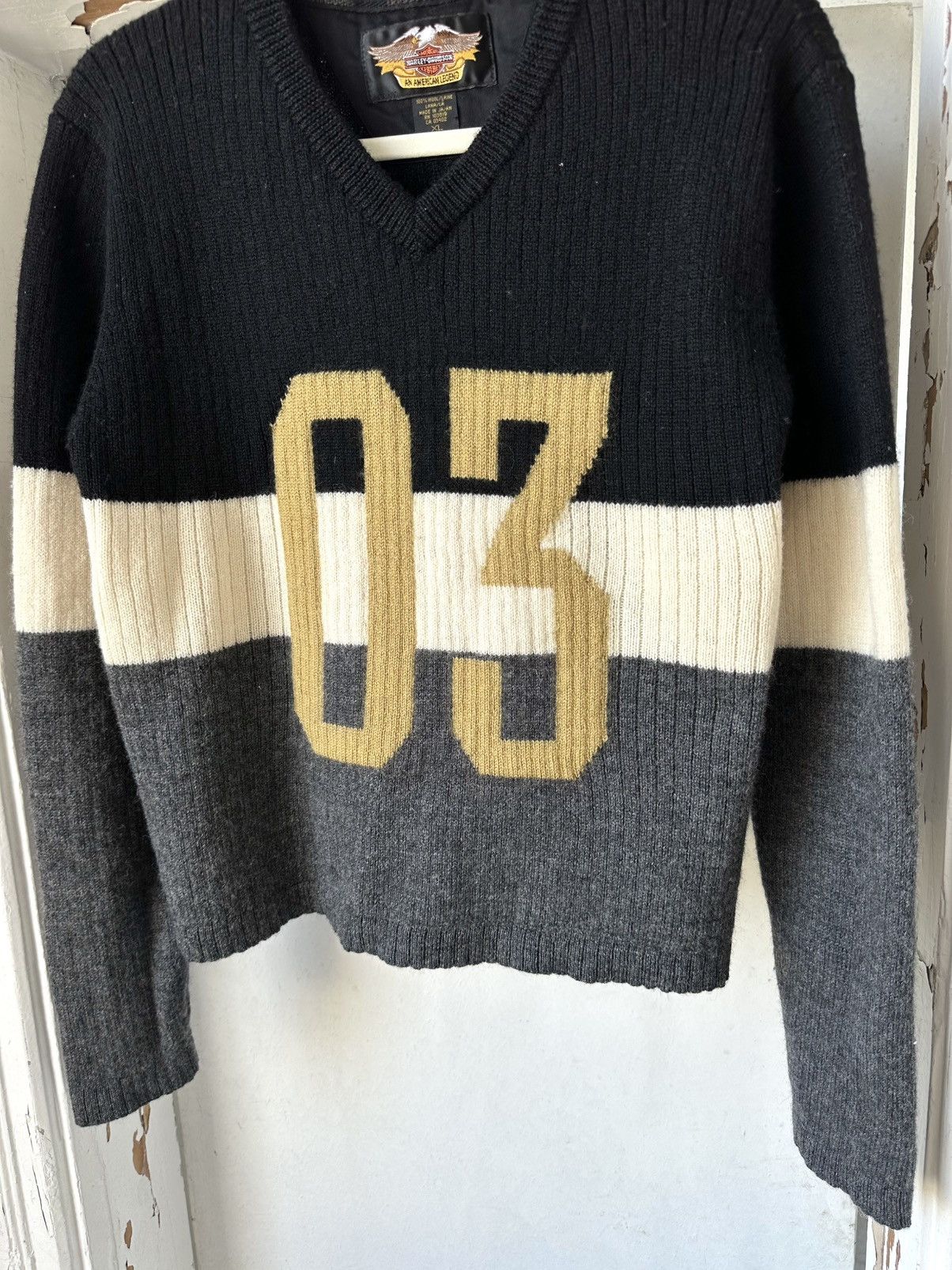 Harley Davidson × Vintage Vintage Harley Davidson Wool Made in Japan Sweater Size XL / US 12-14 / IT 48-50 - 3 Thumbnail