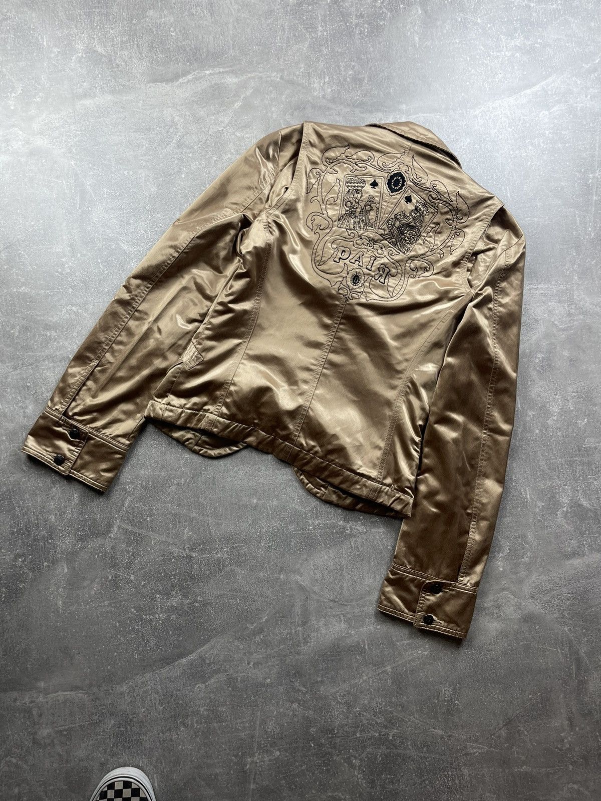 Diesel × Vintage Diesel Embroidered Satin Blazer Jacket “PAIR” Gold Size L / US 10 / IT 46 - 1 Thumbnail