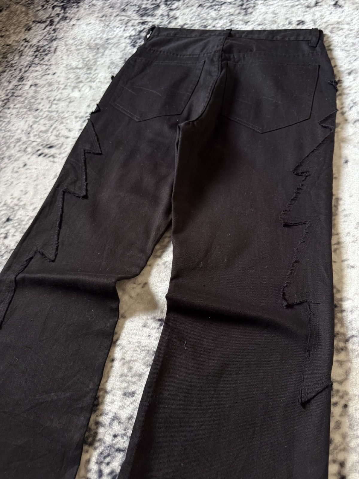 Japanese Brand Amore Pure Jagged Fractured Lightning Studded Flared Jeans Size US 27 - 17 Thumbnail