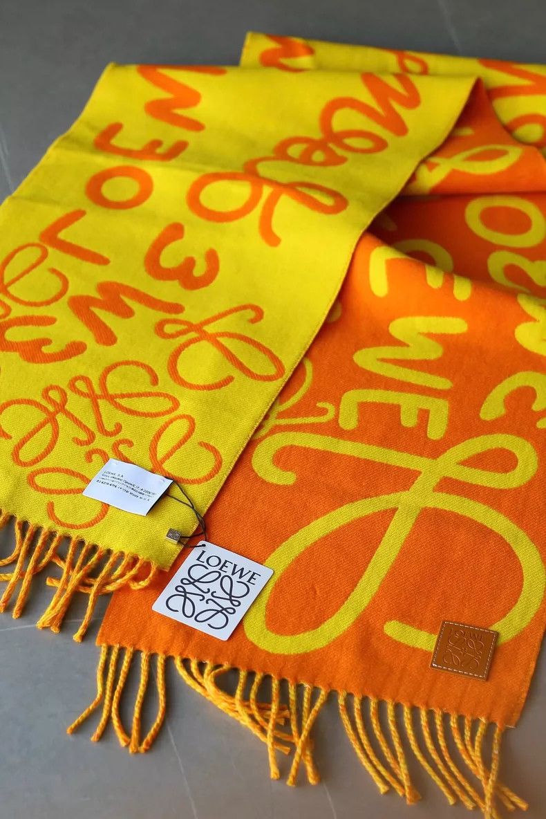Loewe LOEWE Cashmere wool mixed fringed scarf Size ONE SIZE - 2 Thumbnail