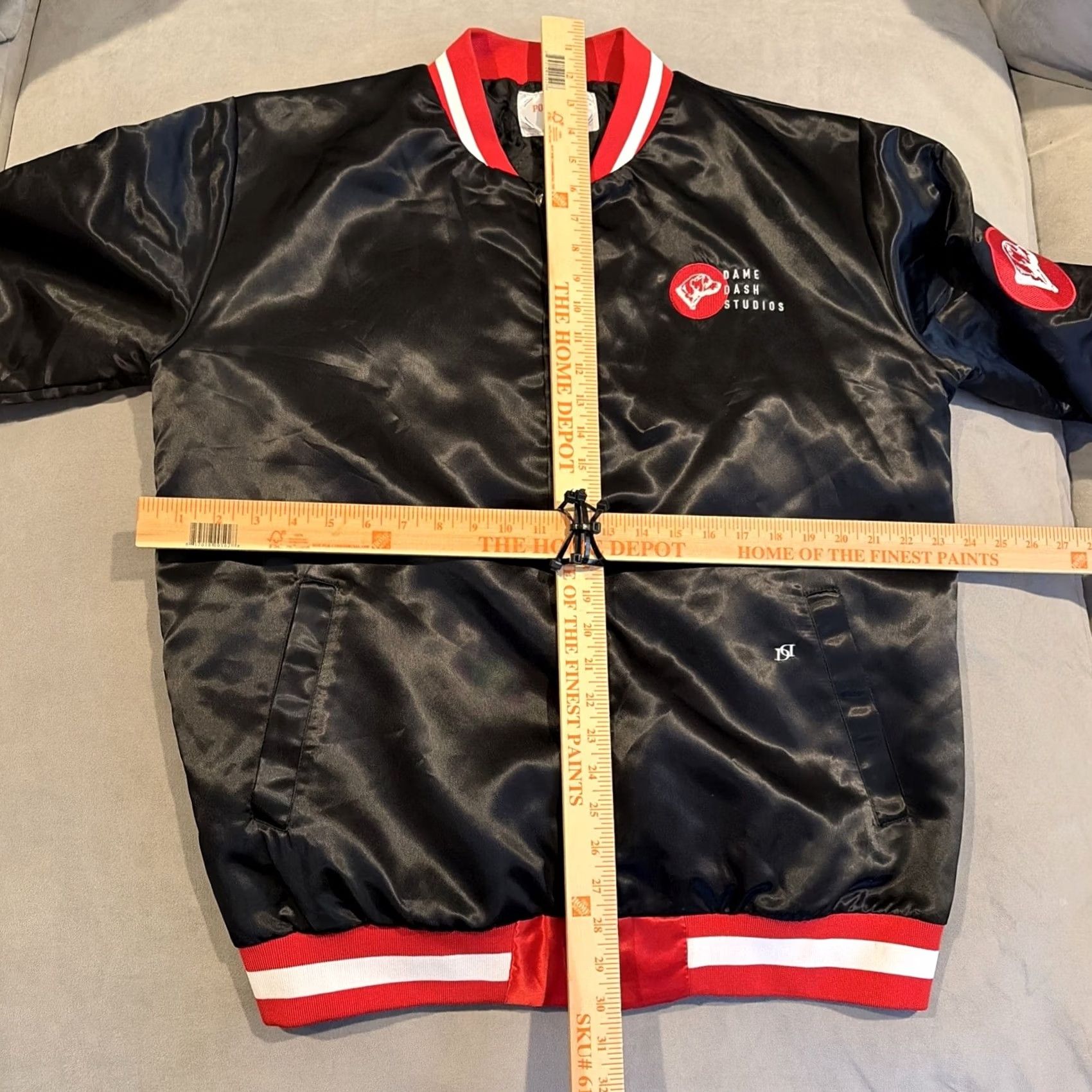 Vintage VINTAGE RARE POPPINGTON CLOTHING COMPANY DAMON / DAME DASH STUDIOS JACKET L Bomber Jacket Black Mens Size US L / EU 52-54 / 3 - 6 Thumbnail