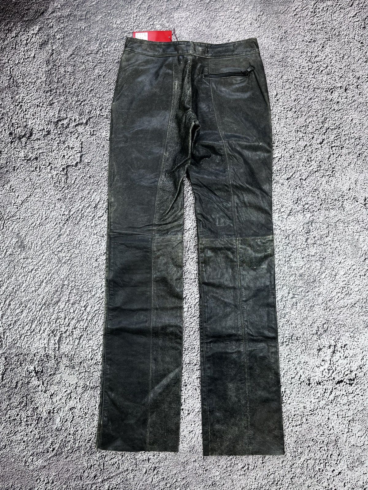 Japanese Brand Vintage NWT double knee biker distressed leather pants Size 28" / US 6 / IT 42 - 6 Thumbnail