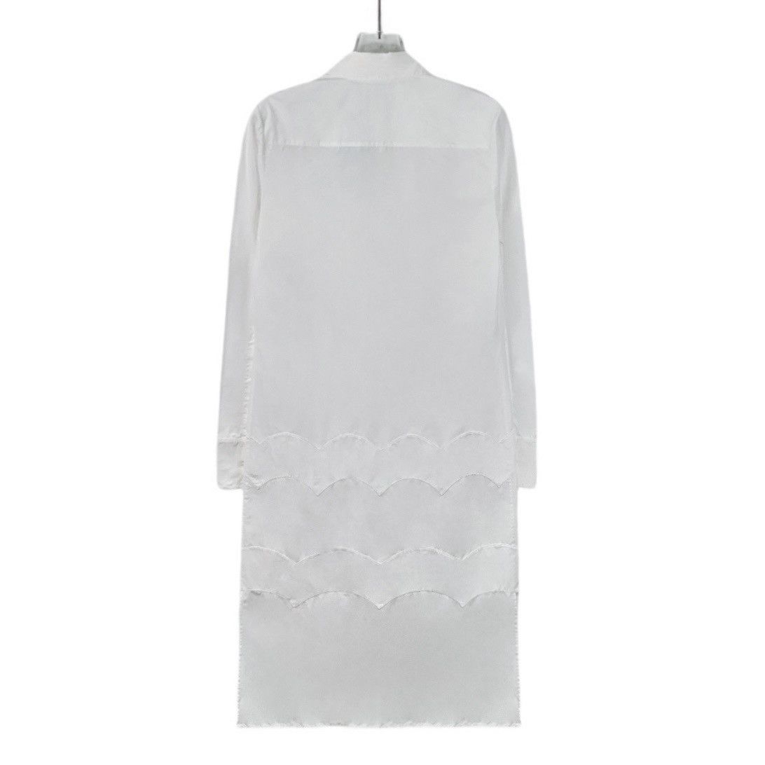 Dior Dior Lapel Long Sleeve Irregular Wave Hem Shirt Dress K26WX Size XS / US 0-2 / IT 36-38 - 2 Thumbnail
