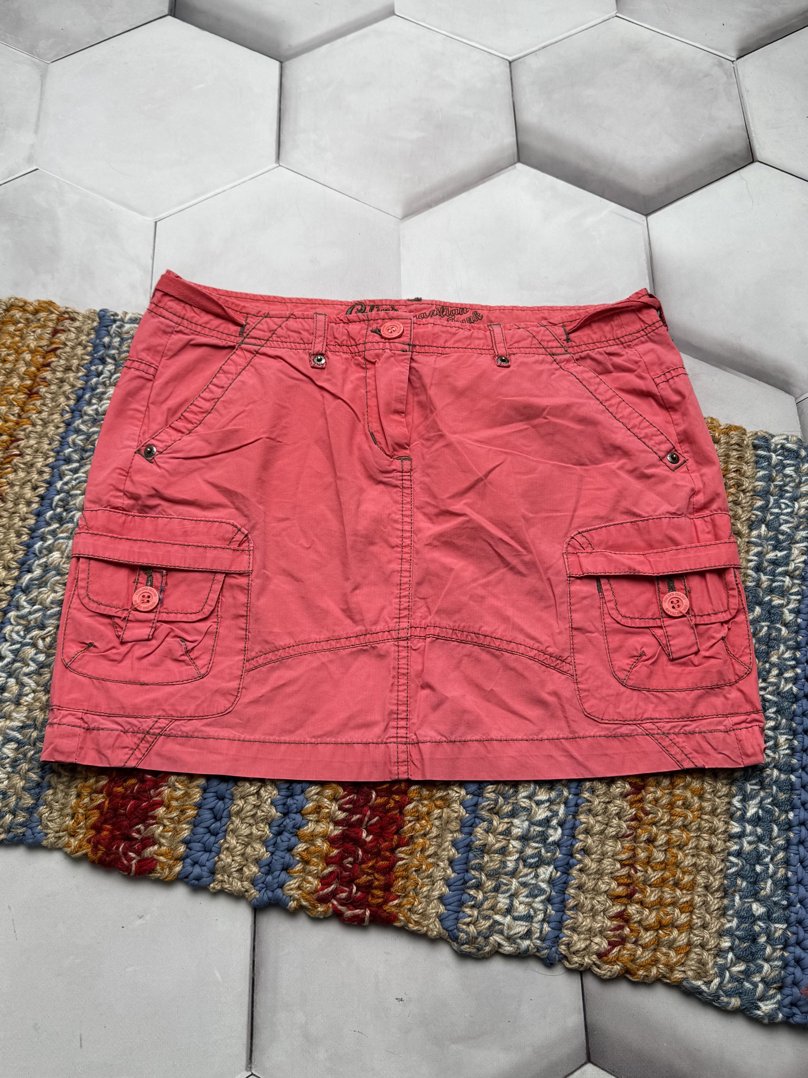 Vintage Vintage Pink Cargo Mini Skirt Low Rise Y2K Utility (E4) Size 30" / US 8 / IT 44 - 1 Thumbnail