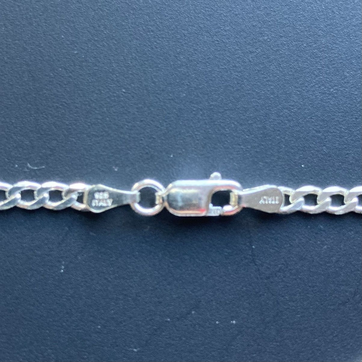 Jewelry Real Solid Silver Chain Cuban Curb Bracelet 7in 3mm Size ONE SIZE - 4 Thumbnail
