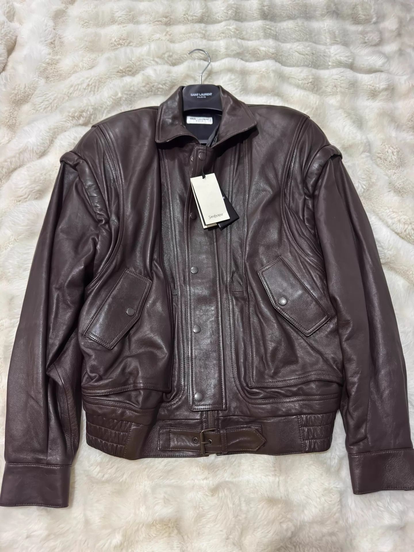 Yves Saint Laurent YSL 23 Runway Sheepskin Detachable Sleeves F36 Oversized Unisex Size XS / US 0-2 / IT 36-38 - 1 Thumbnail