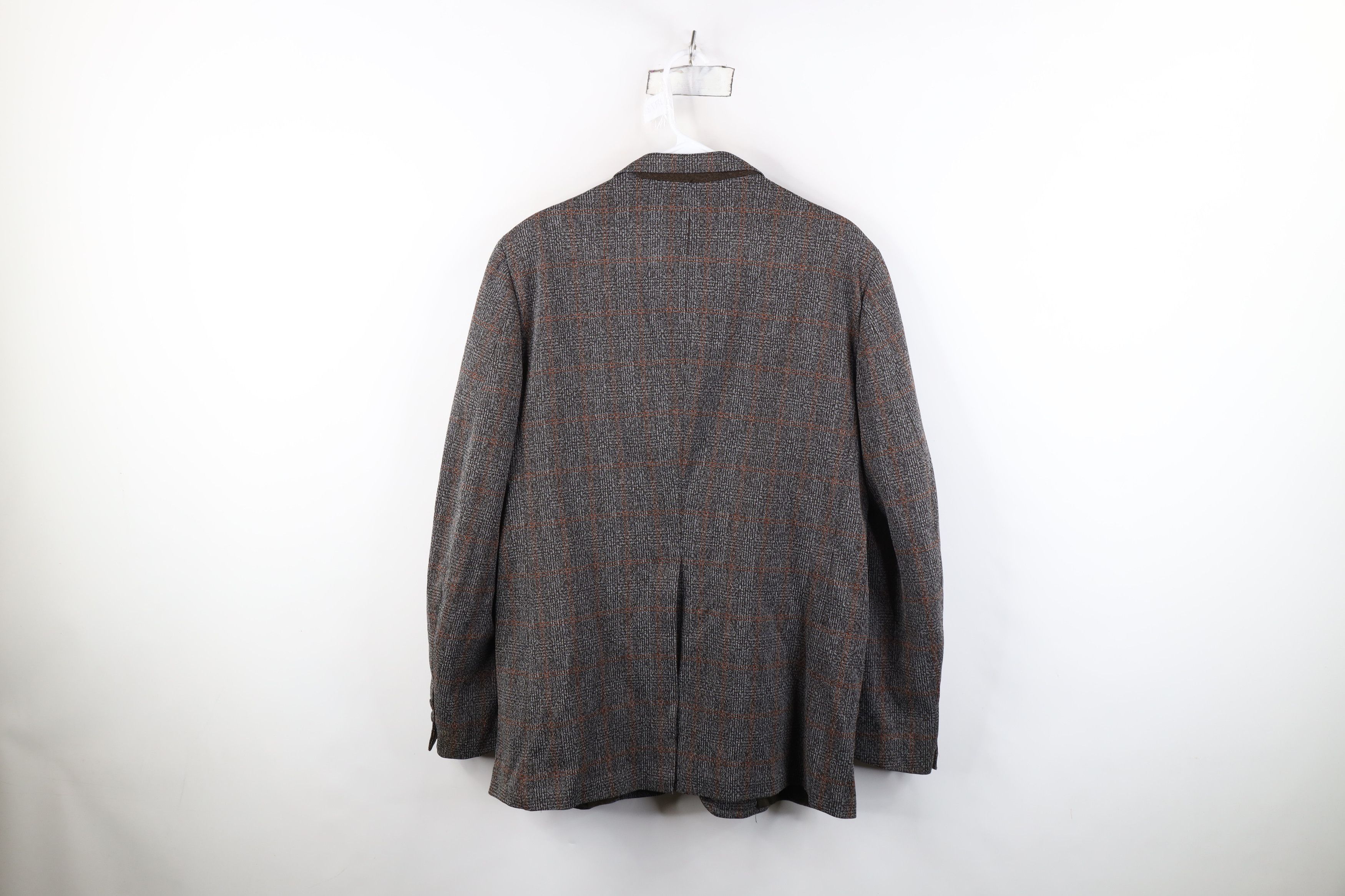 Vintage Vintage 70s Streetwear Plaid Knit Suit Coat Blazer Jacket Size US XL / EU 56 / 4 - 13 Thumbnail