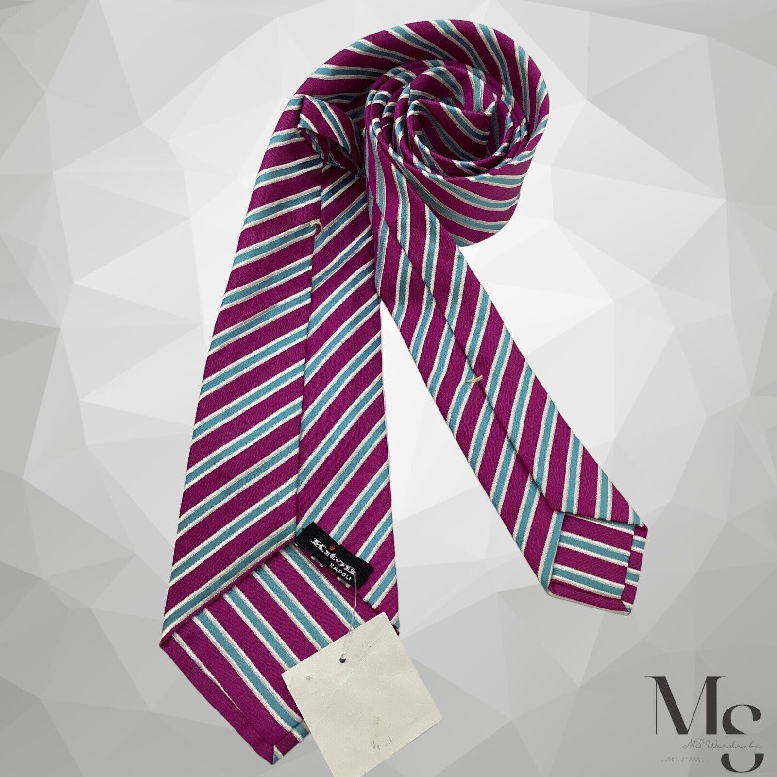 Kiton $200 KITON NAPOLI 7Fold Purple Striped Silk Tie Italy Size ONE SIZE - 2 Thumbnail