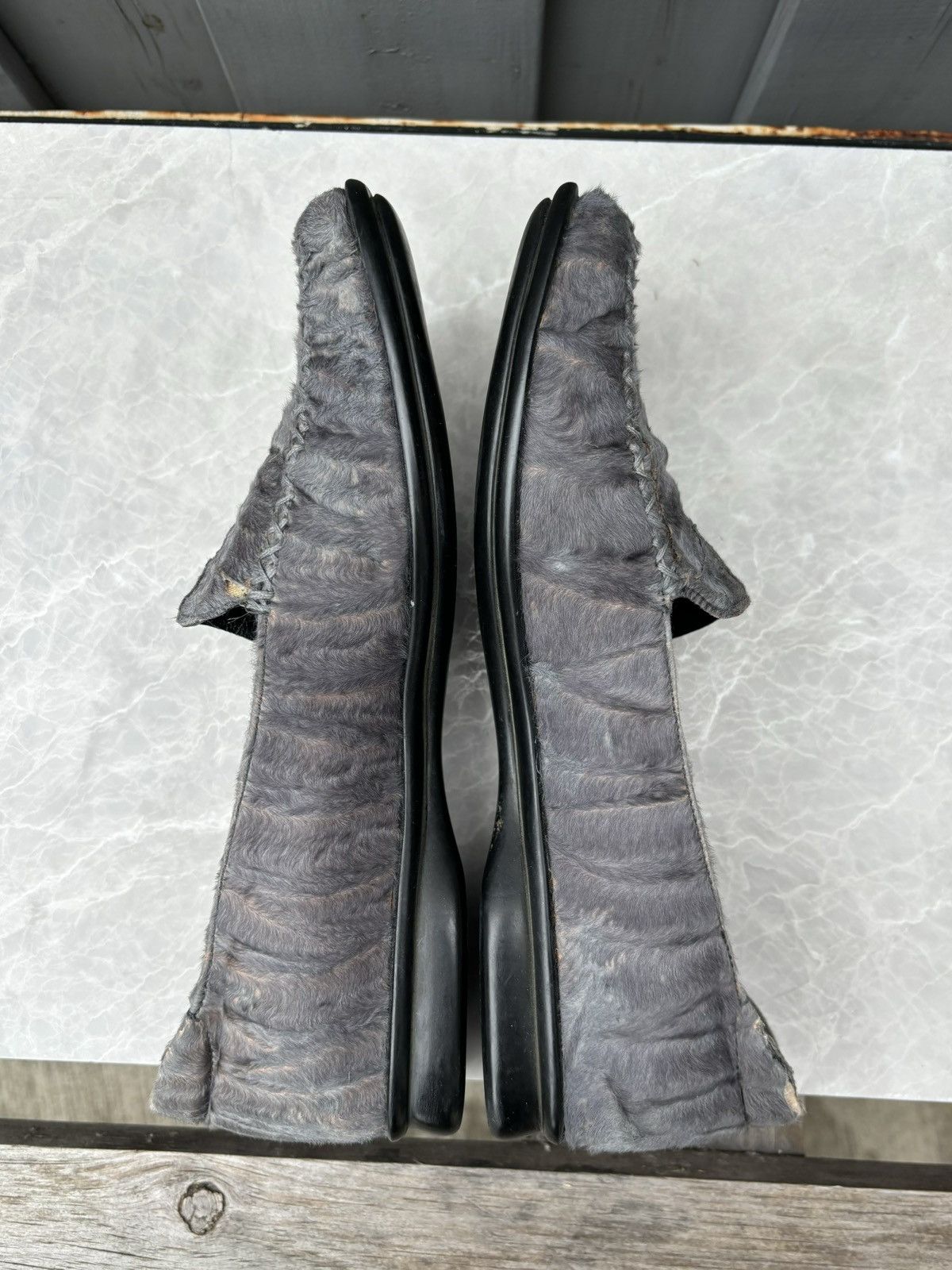 Prada × Vintage 1990s Prada Pony Hair Loafers Vintage Square Toe Fur Womens Size US 7 / IT 37 - 12 Thumbnail