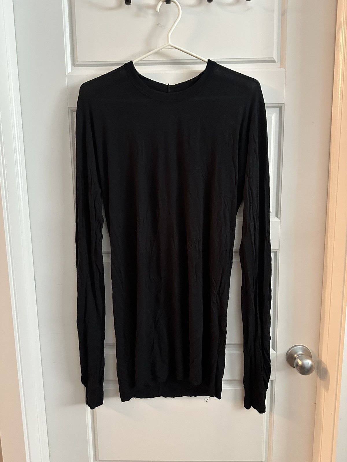 Rick Owens Black Silk/Rayon Longsleeve w Ribbed Cuffs Size US M / EU 48-50 / 2 - 1 Thumbnail