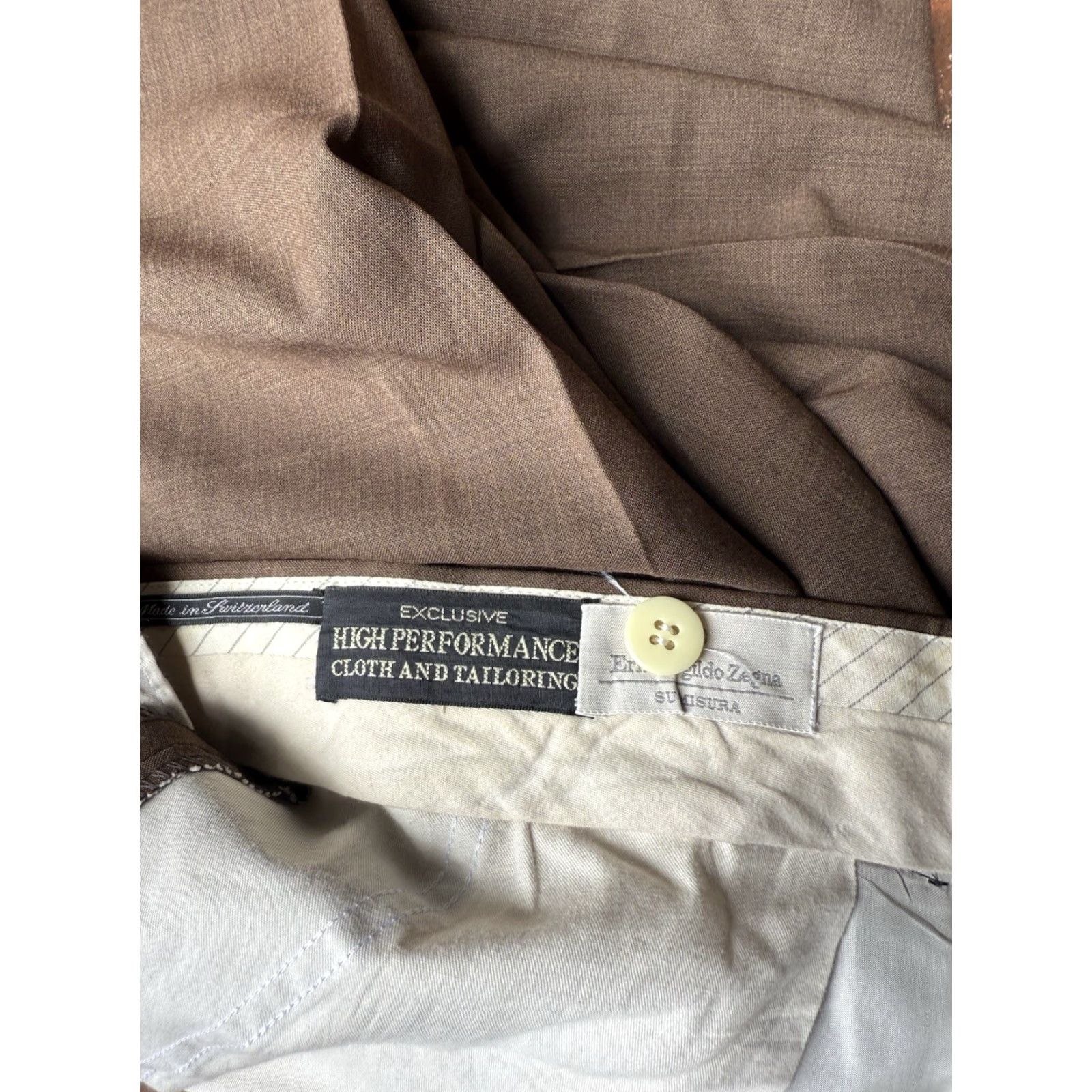 Ermenegildo Zegna VINTAGE Ermenegildo Zegna Su Misura Dress Pants Mens 46x27 Brown Wool Straight Front Button Zipper Slas h Pocket Size US 30 / EU 46 - 2 Thumbnail