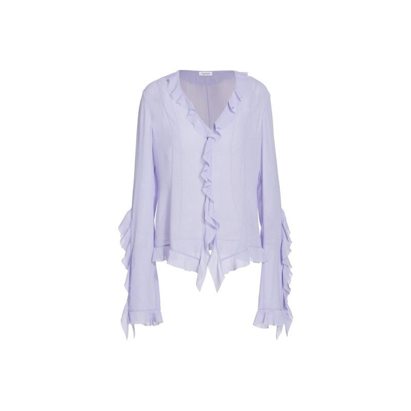 Acne Studios Purple Ruffle V-Neck Long Sleeve Blouse