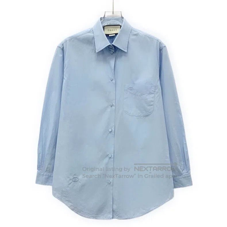 Gucci Gucci Blue logo embroidered cotton lapel single-breasted l Size XS / US 0-2 / IT 36-38 - 1 Thumbnail
