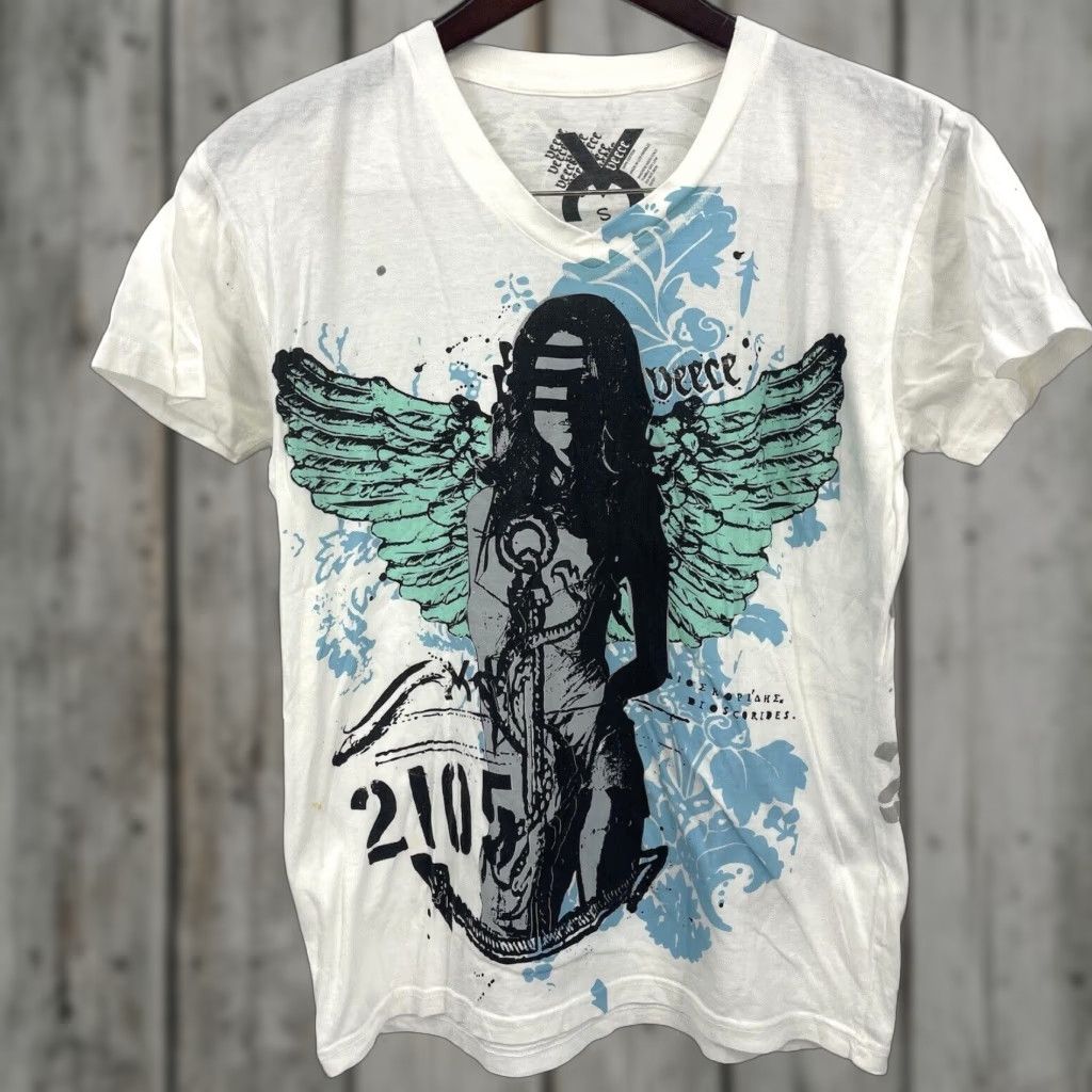 Vintage VINTAGE Veece T-Shirt Mens Small White Graphic Angel Fairy 1980s Cotton Shirt Adult Small Angel Fairy Mens Size US S / EU 44-46 / 1 - 1 Thumbnail