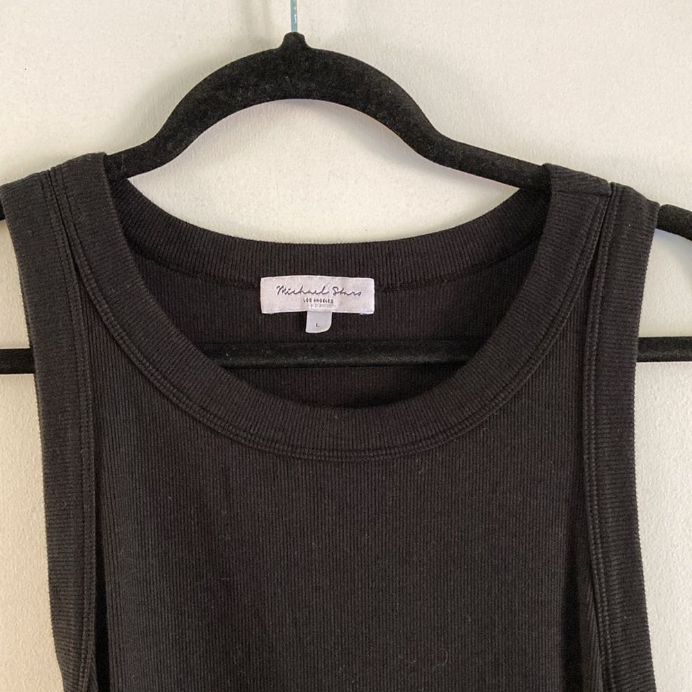 Michael Stars Michael Stars Wren Ribbed Midi Fitted Tank Dress in Black Size L Size L / US 10 / IT 46 - 3 Thumbnail