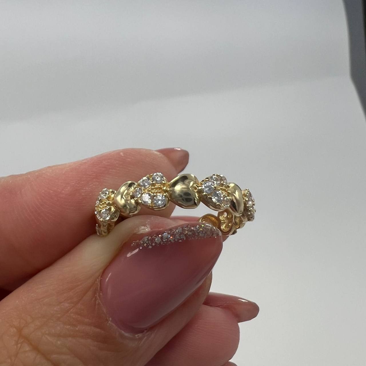 Other New 14K Solid Gold Ring 1.7g – Heart and Stones Band Design Size ONE SIZE - 5 Thumbnail