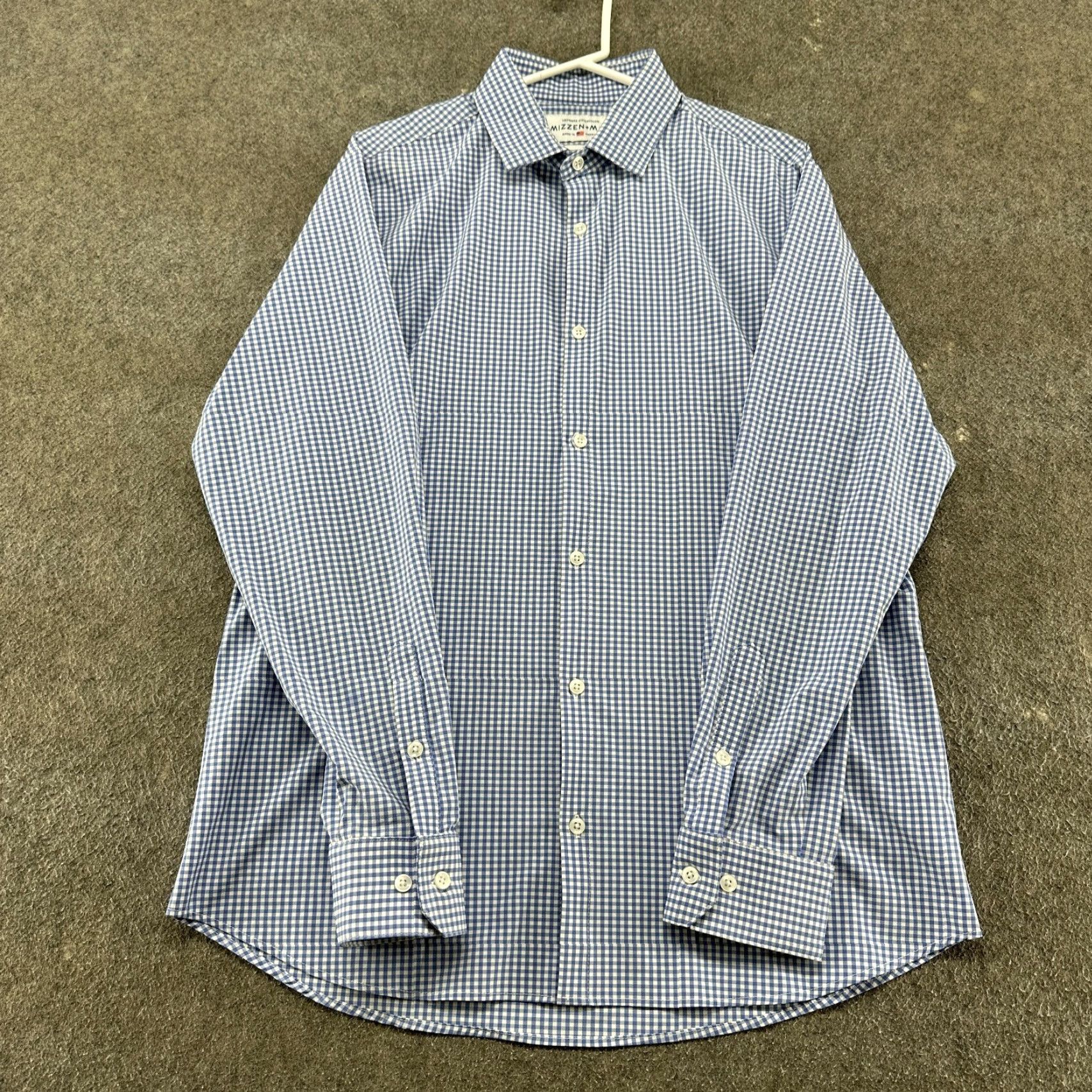 Mizzen+Main Mizzen+Main Shirt Mens XL Blue White Button Up Plaid Gingham Stretch Slim Fit Casual Travel Size US XL / EU 56 / 4 - 2 Thumbnail