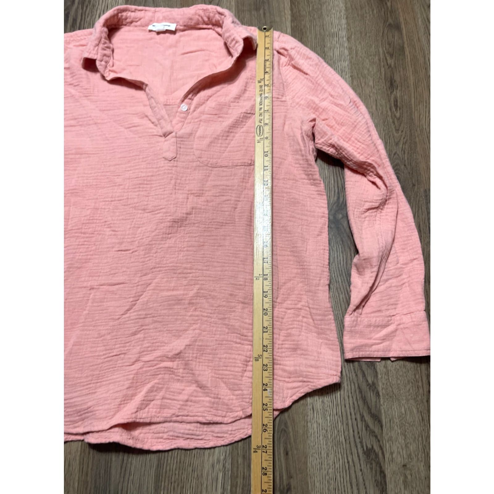 Vintage Beach Lunch Lounge Shirt Women's Large Pink Long Sleeve V-neck Collared Shirt Size L / US 10 / IT 46 - 7 Thumbnail