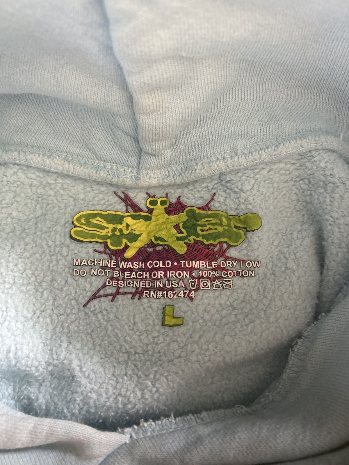 Sp5der SP5DER baby blue 8 days of sp5der hoodie Size US L / EU 52-54 / 3 - 4 Thumbnail