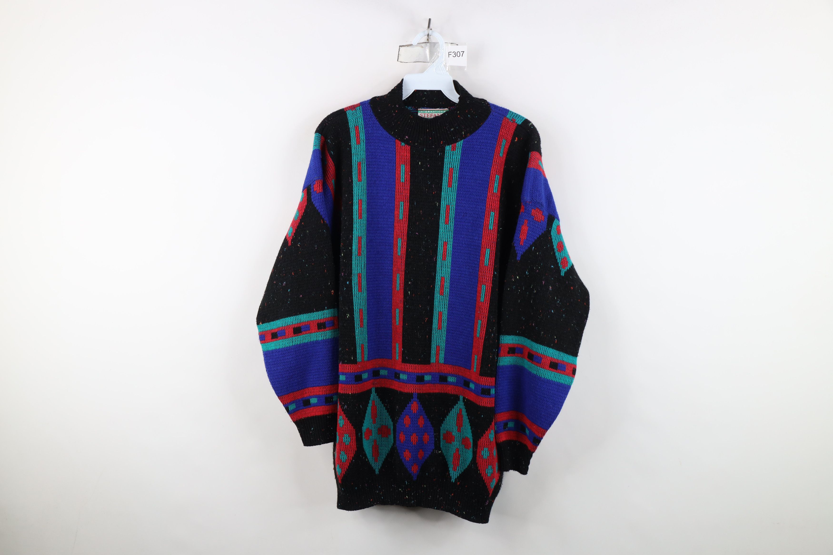 Vintage Vintage 80s Streetwear Geometric Striped Knit Sweater USA Size ONE SIZE - 1 Thumbnail